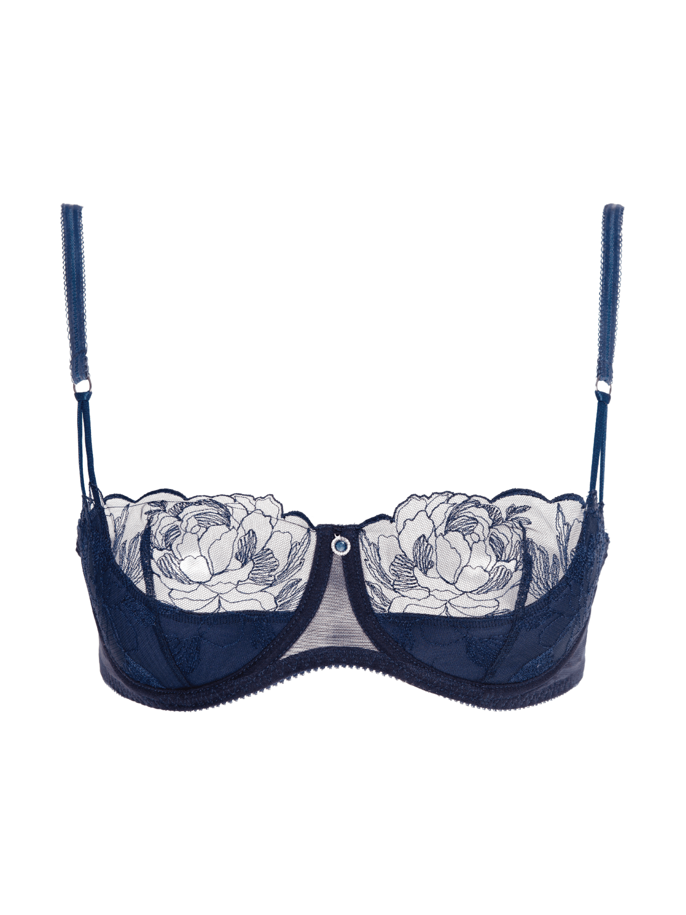 Women’s Blue Coco Heart Underwired Bra 36B Bonbon Lingerie