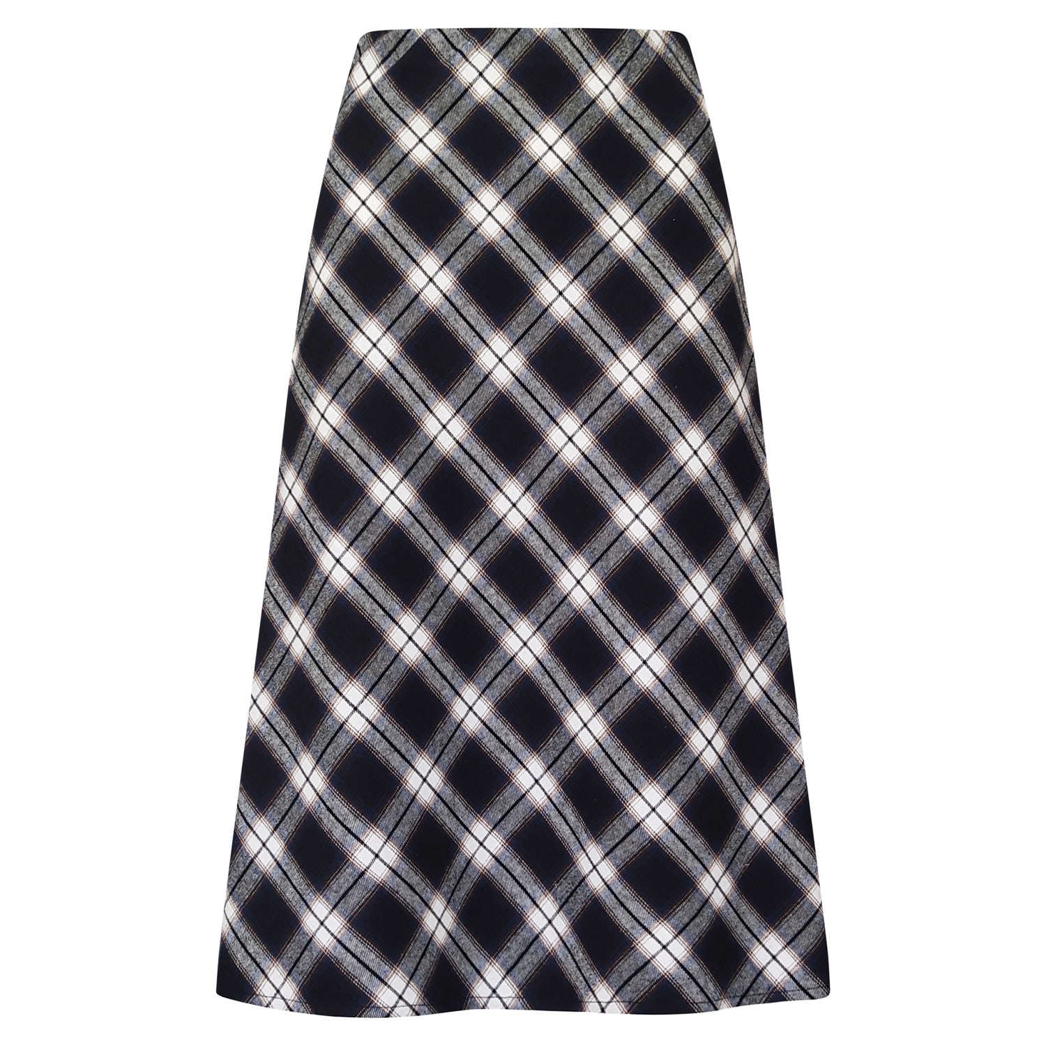 Women’s Blue Checkered Midi A Line Skirt Extra Large Haris Cotton