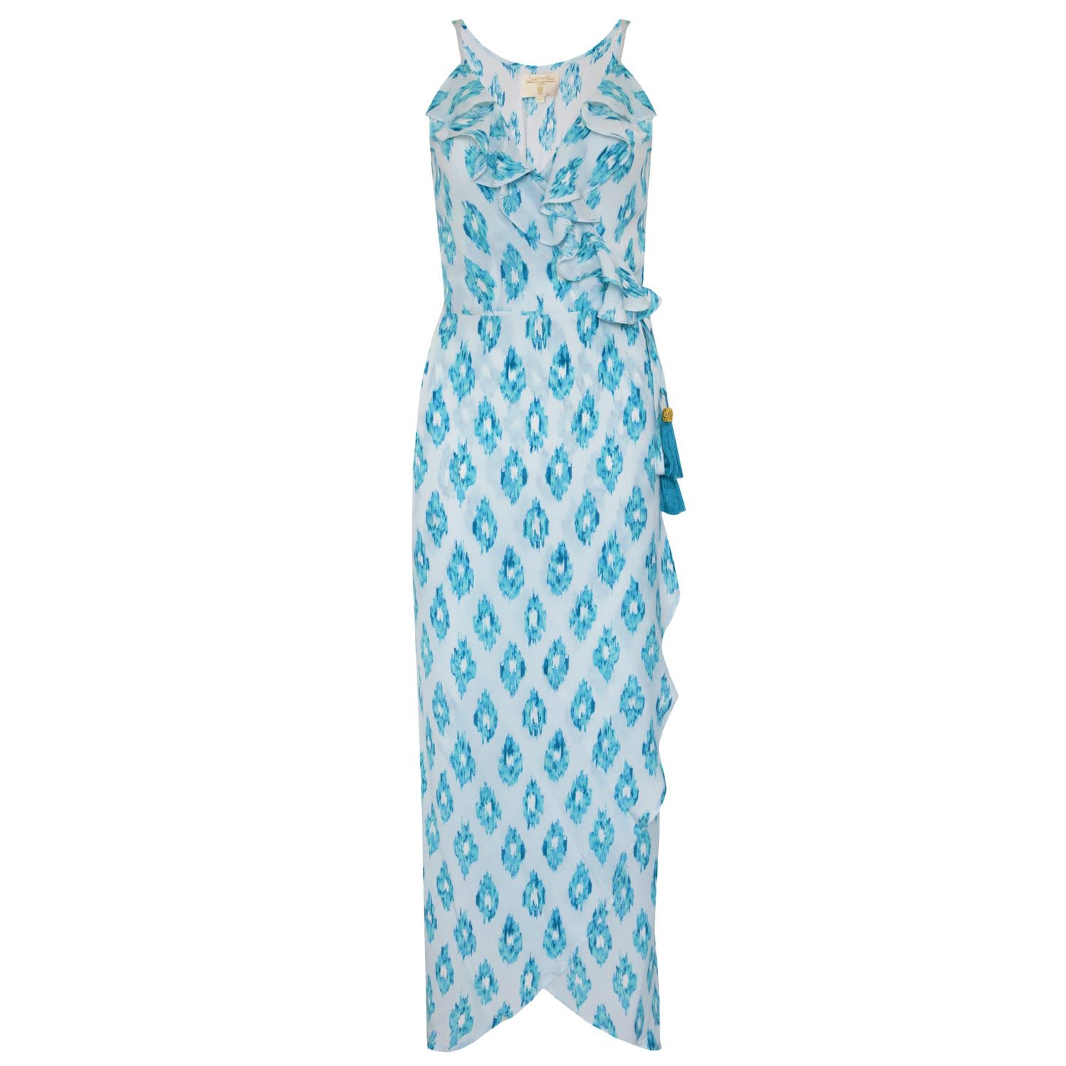 Women’s Blue Aquamarine Dream Silk Cocktail Midi Wrap Dress Medium Sophia Alexia