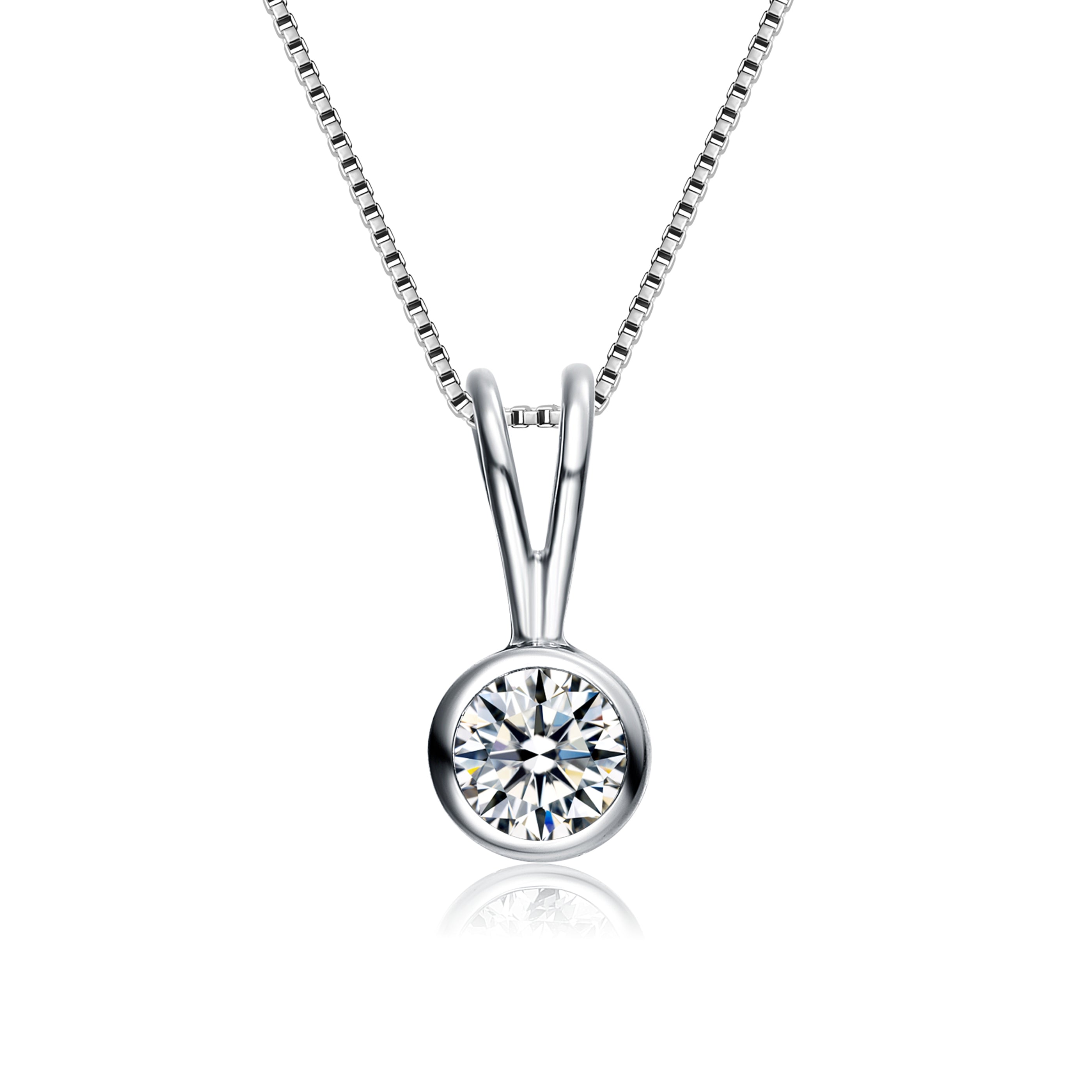 Women’s White / Silver Marie Dainty Circle Solitaire Necklace Genevive Jewelry