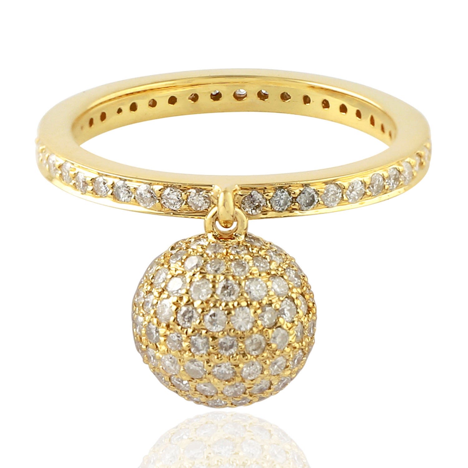 Women’s Gold / White 18K Yellow Gold Pave Diamond Charm Ring Artisan