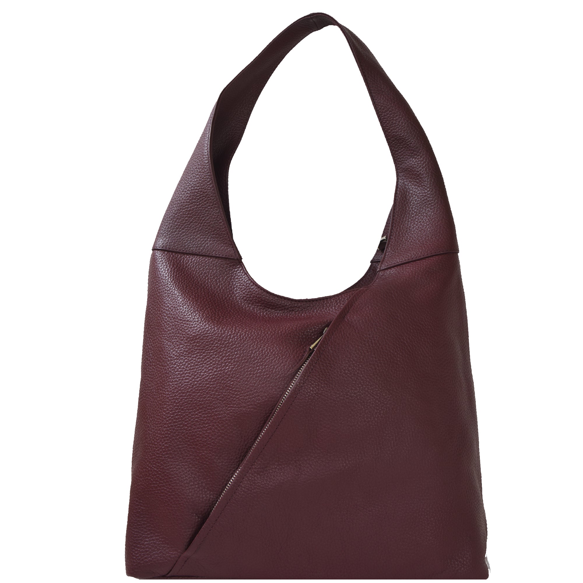 Women’s Red Maroon Zip Leather Shoulder Hobo Bag Brix+Bailey