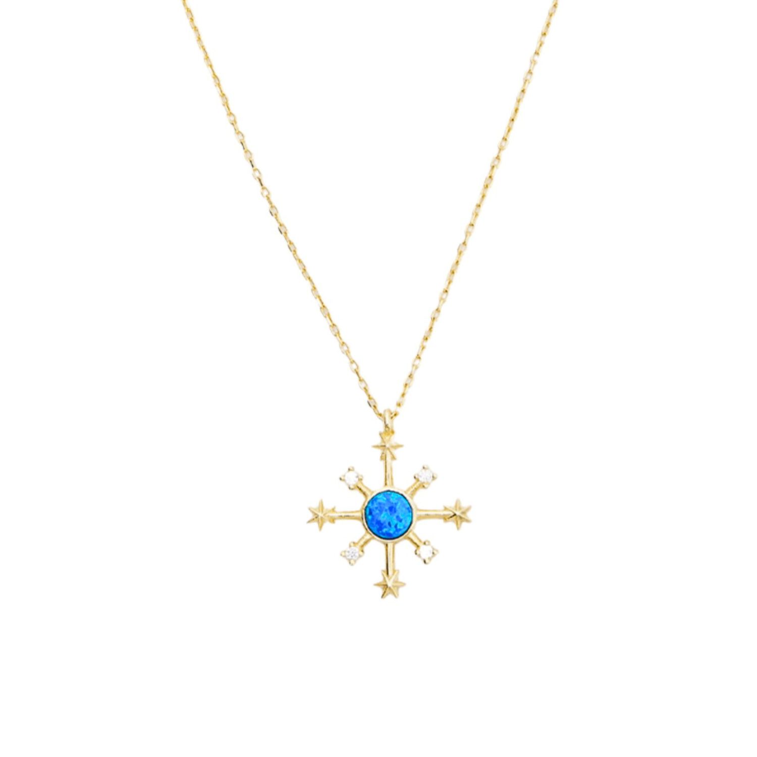 Women’s Opal Ship Wheel High Quality Sterling Silver Pendant Necklace - Gold Spero London