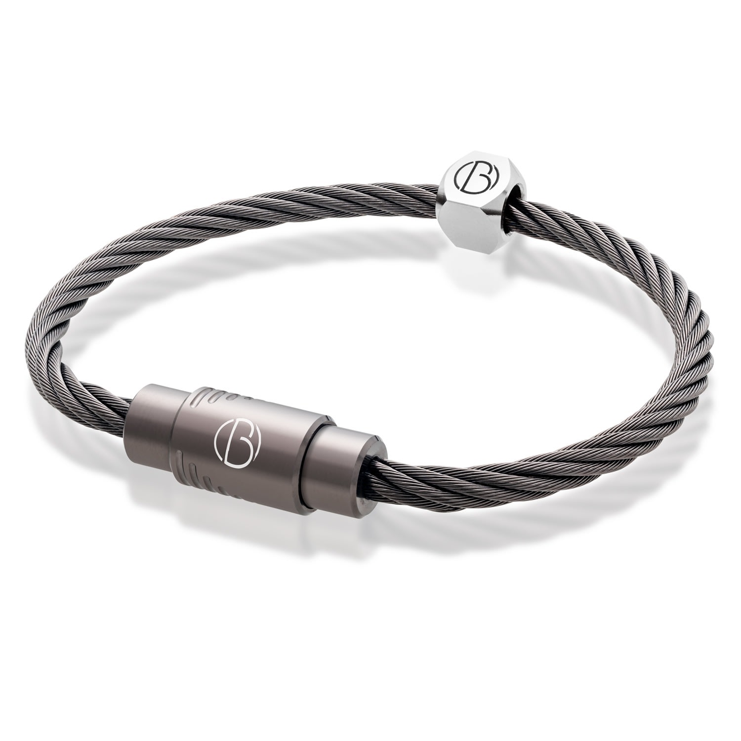 Men’s Grey Cable Graphite Stainless Steel Bracelet Bailey of Sheffield