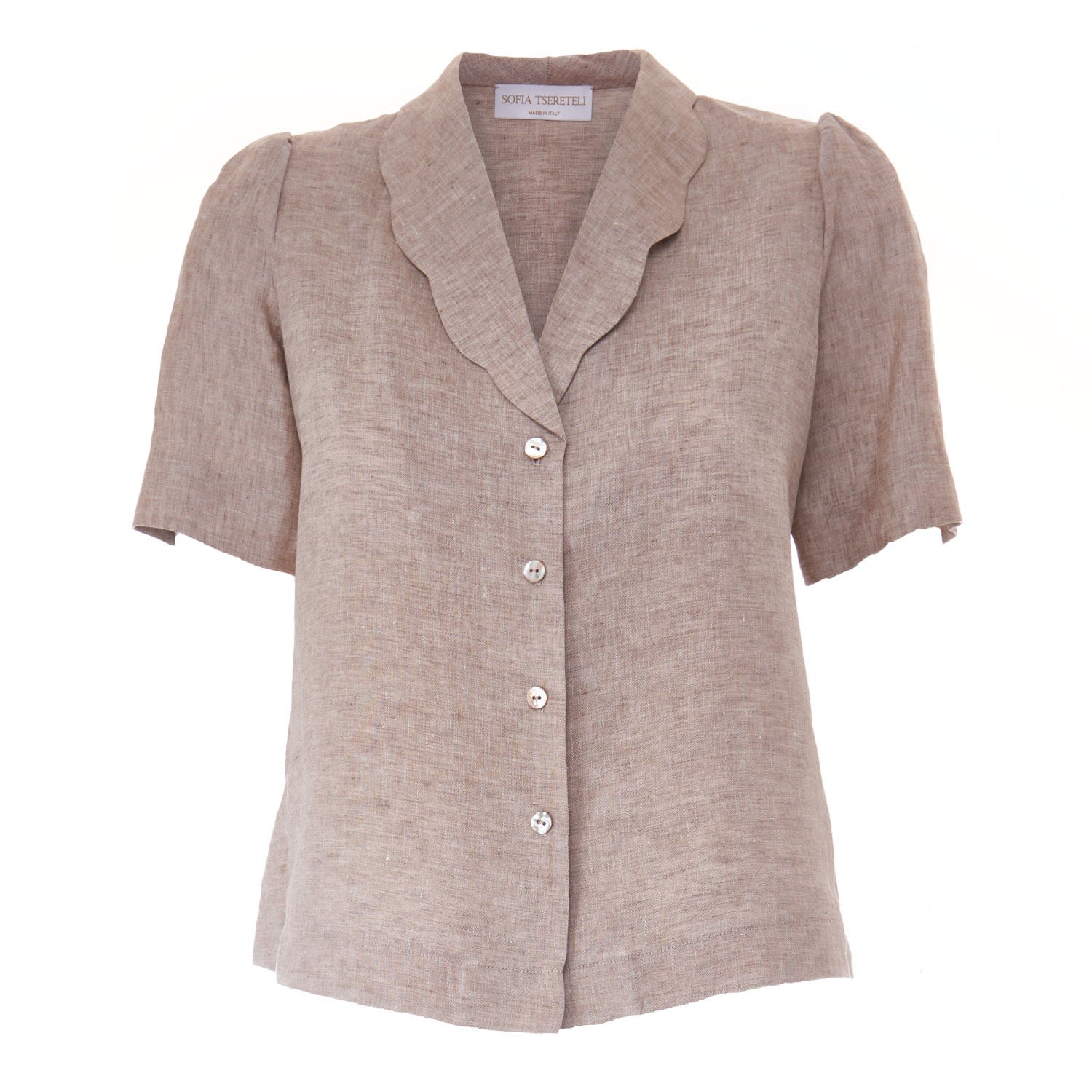 Women’s Brown Linen Shirt Xxs Sofia Tsereteli