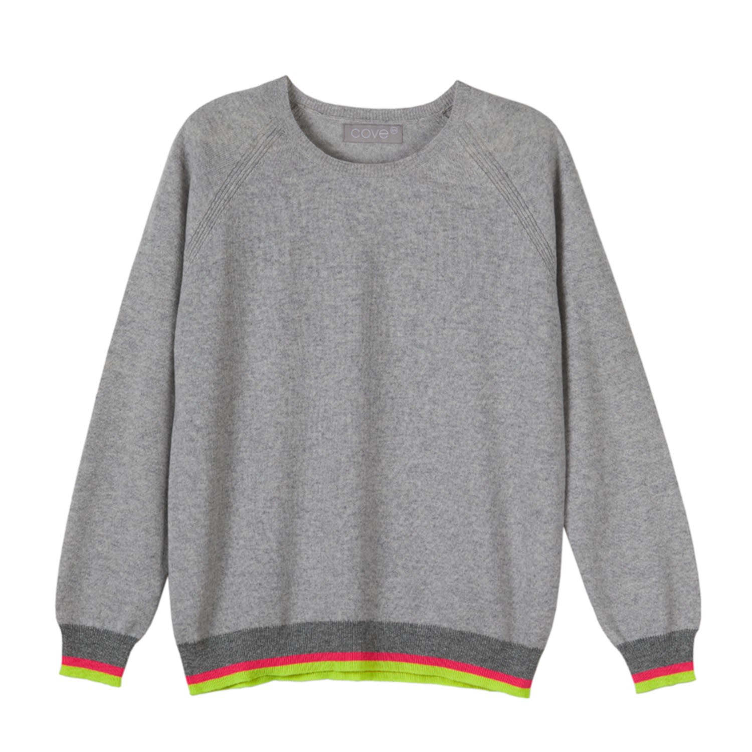 Women’s Cecilia Light Grey And Neon Cashmere Jumper S/M Cove