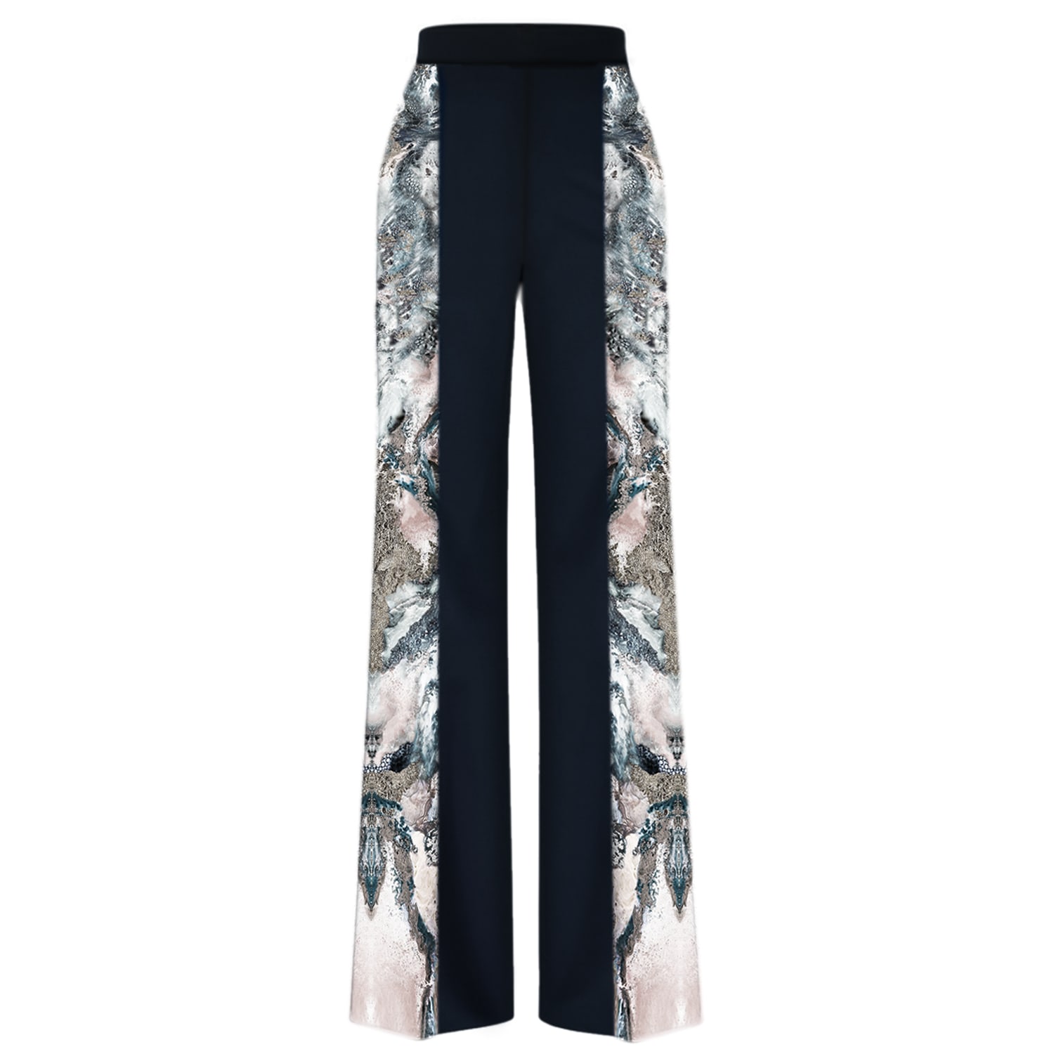 Women’s Black / White / Pink Black Crepe Trouser With Silk Printed Sides Xxs Cassandra Hone
