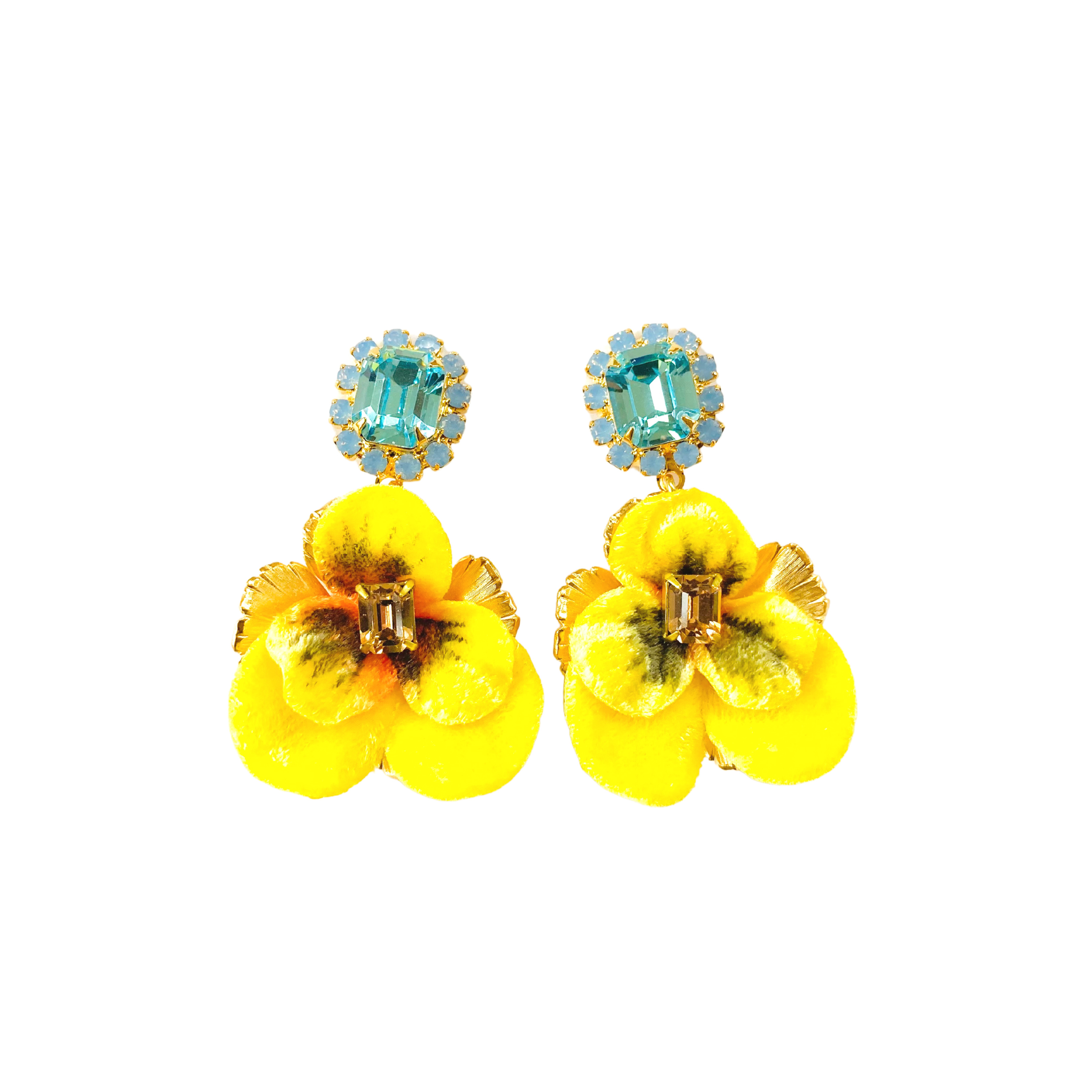 Women’s Yellow / Orange Crystal Velvet Pansy In Yellow The Pink Reef