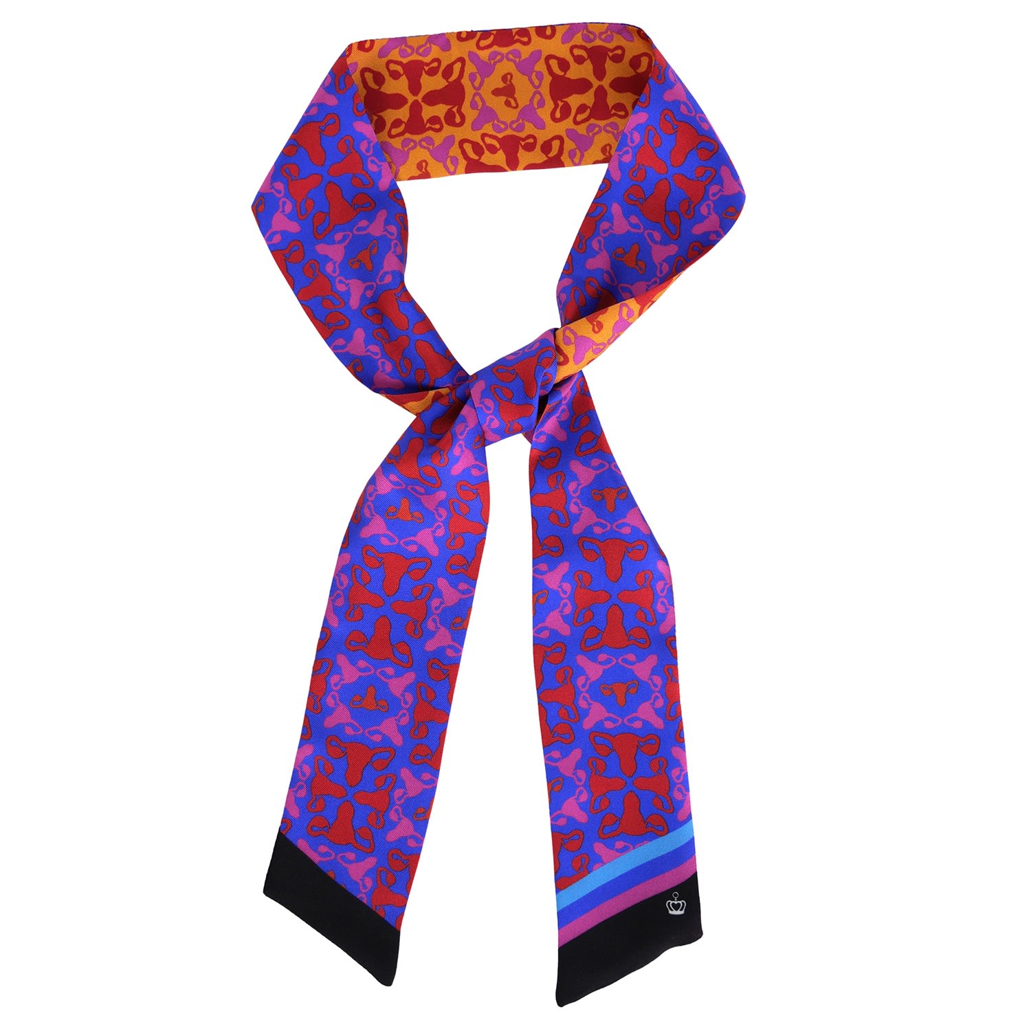 Women’s Blue / Yellow / Orange Silk Scarf - Uterus Galore/Bloody Awesome Collection/Blue & Sun Kueen