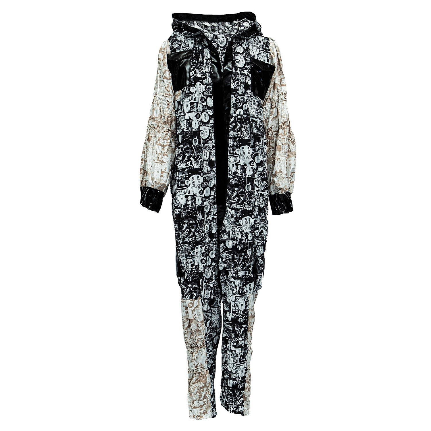 Women’s Lucy - Japanese Comic Print Shibori Jumpsuit - Black Small Ju-Nna