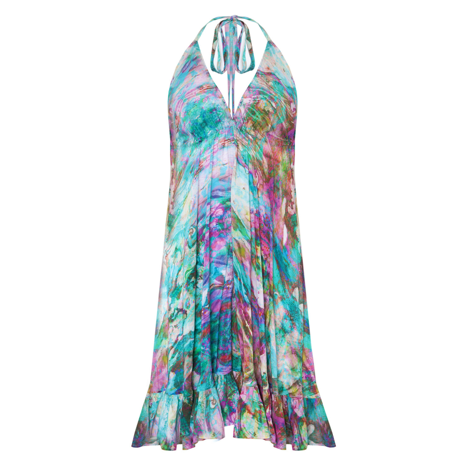 Women’s Liquid Rainbow Mini Silk Ibiza Dress One Size Sophia Alexia