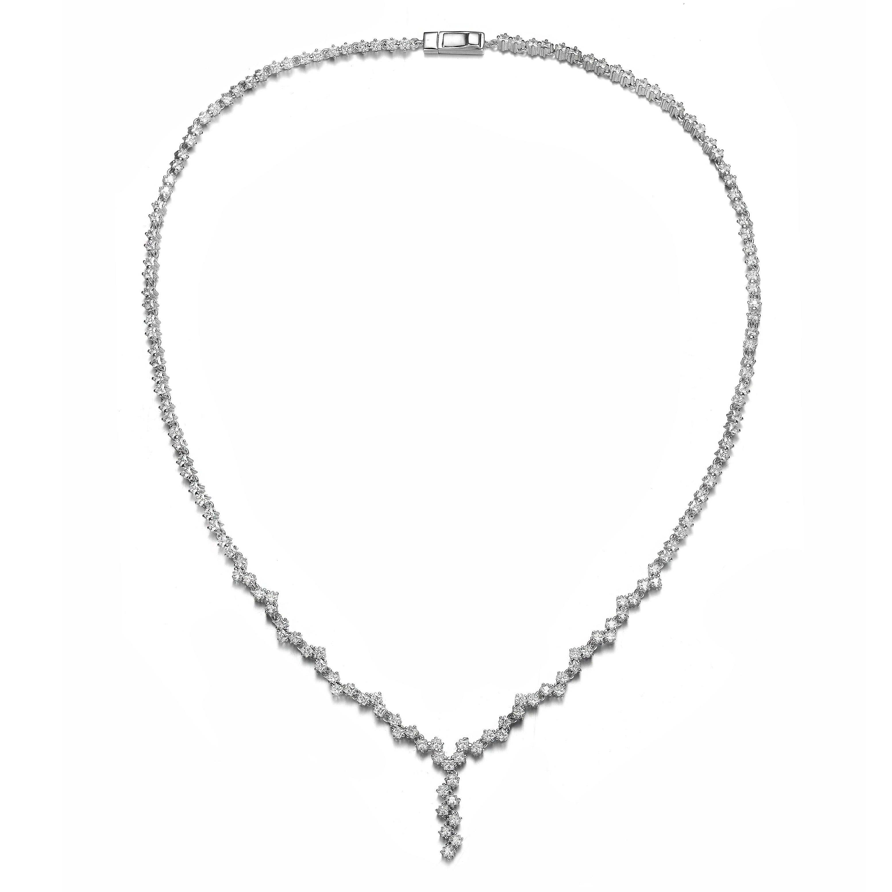 Women’s White / Silver Antoinette Dainty Garland Necklace Genevive Jewelry