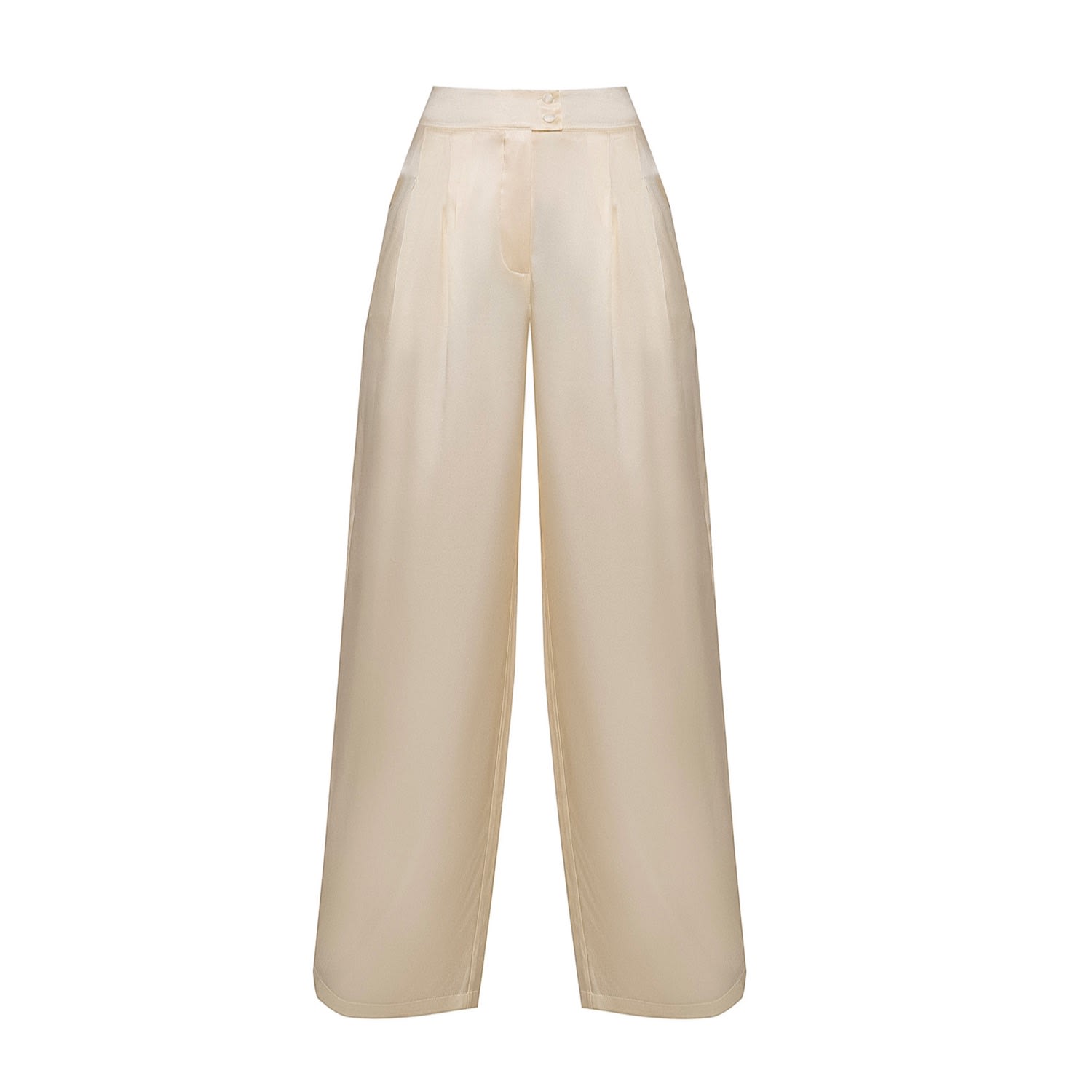 Women’s White Silk Pants In Cream Large Incantevole Milano