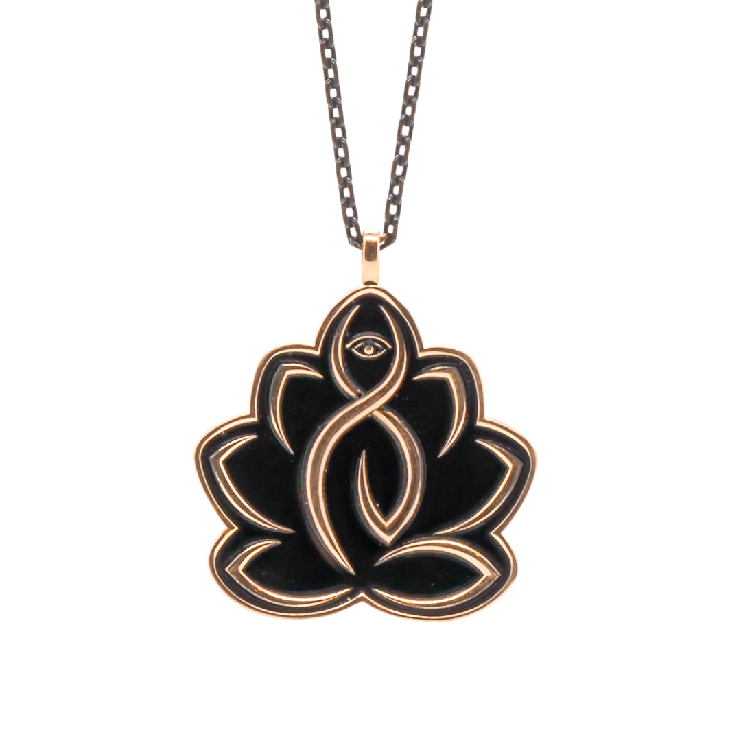 Women’s Brown / Silver Lotus Flower Buddha Quotes Pendant Necklace - Bronze Ebru Jewelry