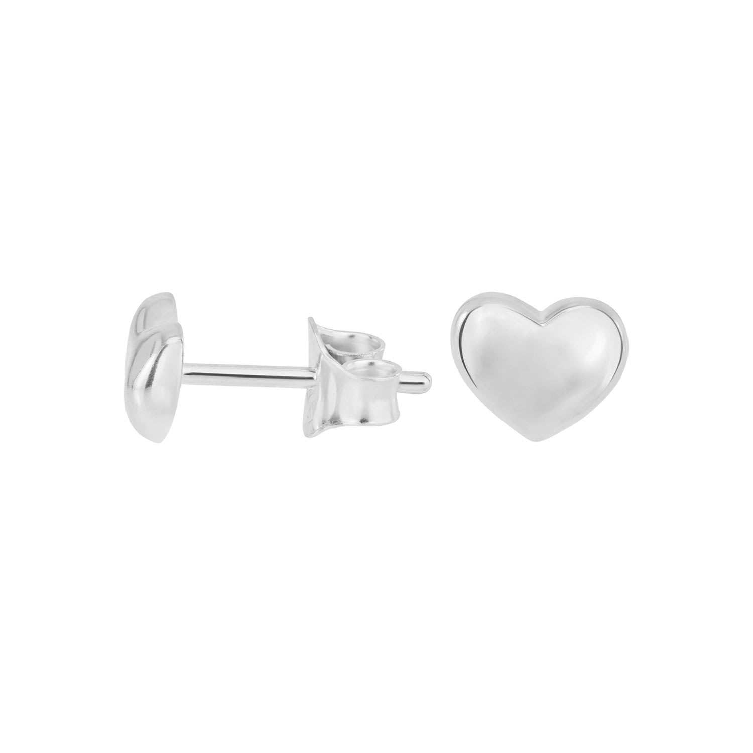 Women’s Lucky Pebble Heart Studs In Silver Dower & Hall