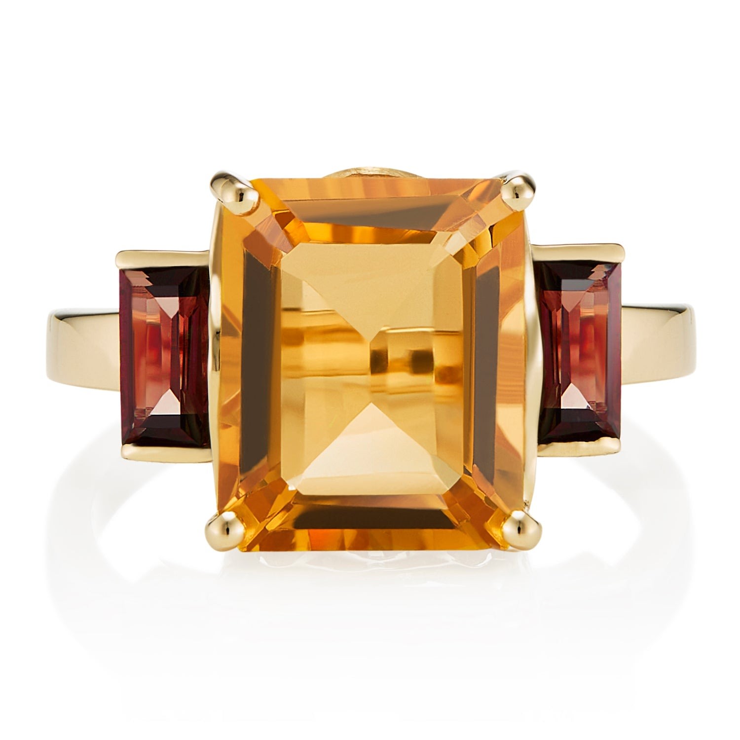 Women’s Yellow / Orange / Red Garnet & Orange Citrine Octagon Gold Ring Augustine Jewels