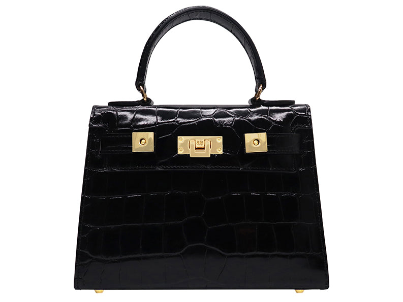 Women’s Maya Midi Orinoco Print Calf Leather Handbag - Black Lalage Beaumont