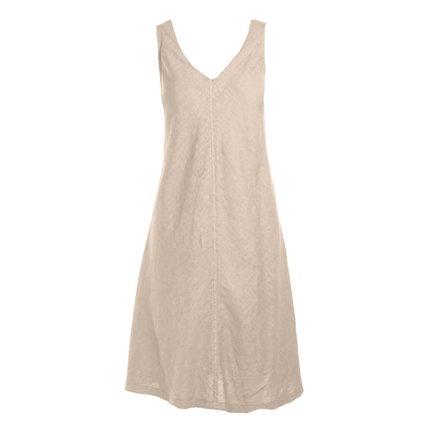 Women’s Neutrals "V" Neckline Flared Linen Dress - Beach Sand Extra Small Haris Cotton