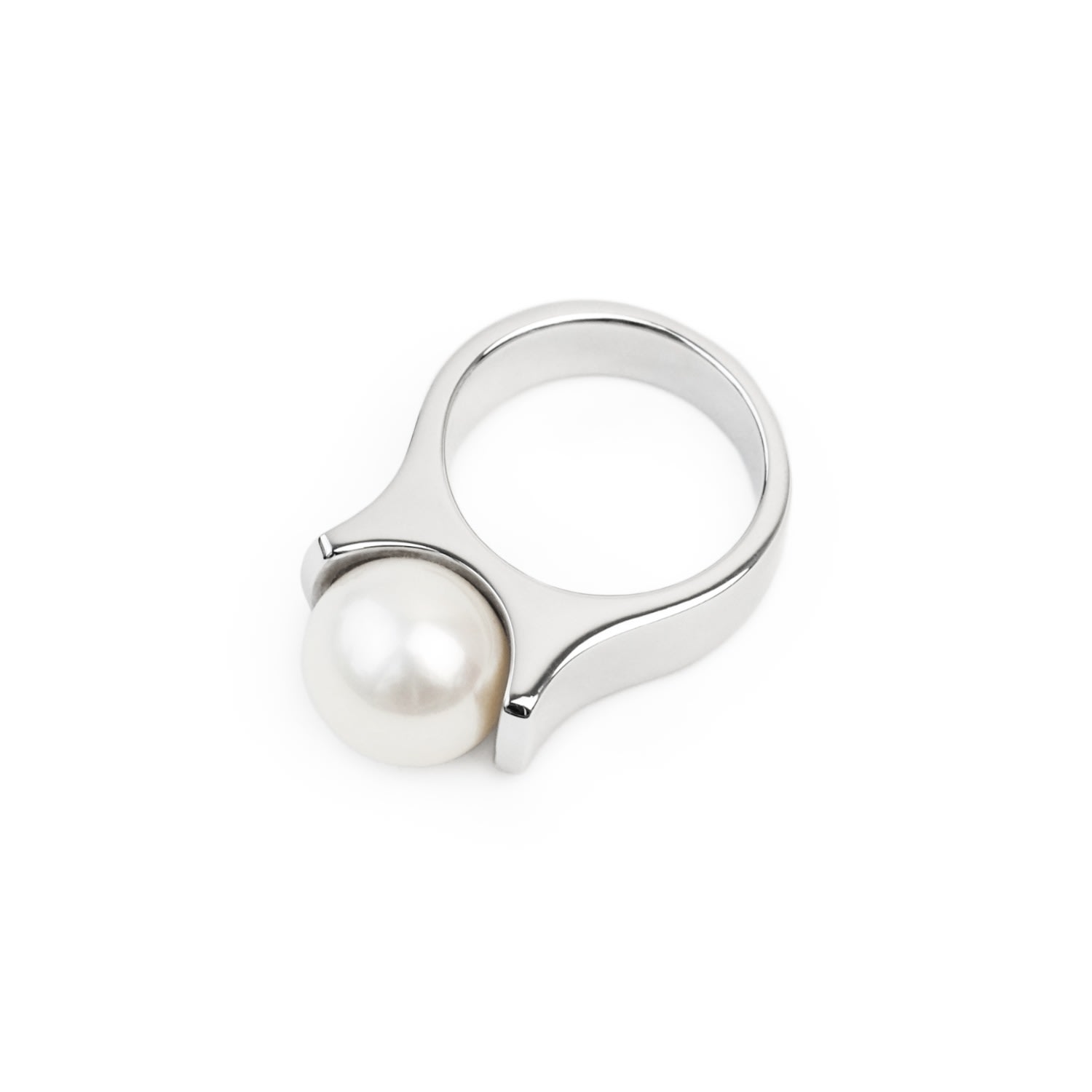 Women’s Silver Classic M Only Pearl Ring White Gold Matara