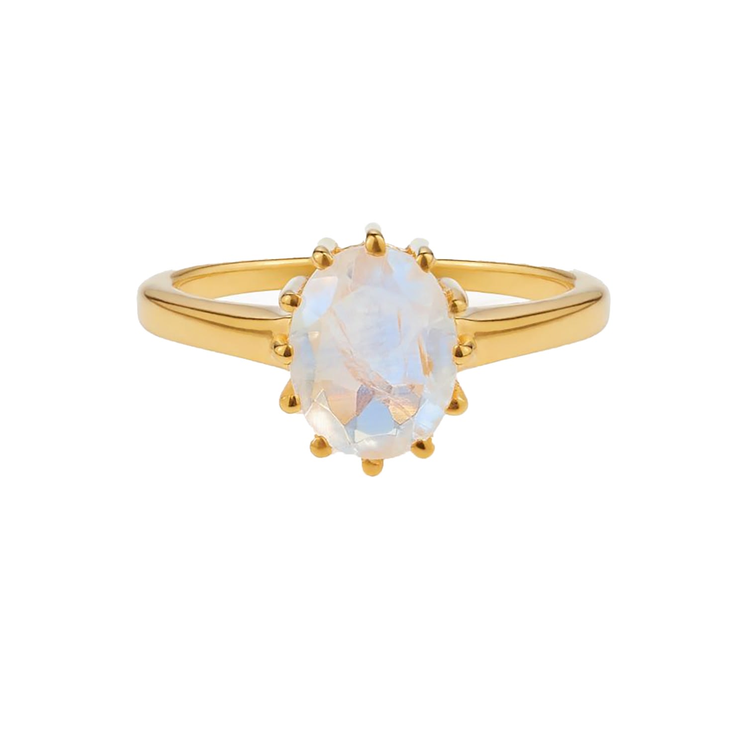 Women’s Blue / White / Gold Gold Moonstone Ring With An Round Cut Venu J Collection