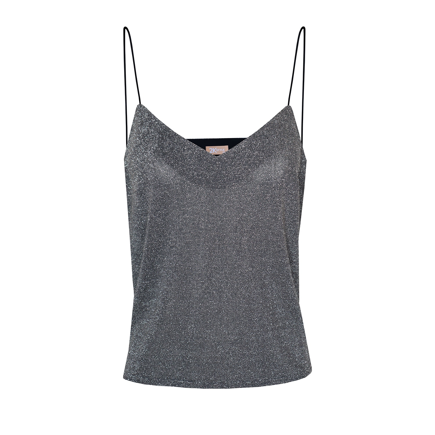 Women’s Silver Doha Spaghetti Strap Lurex Camisole - Metallic Small 2Kstyle