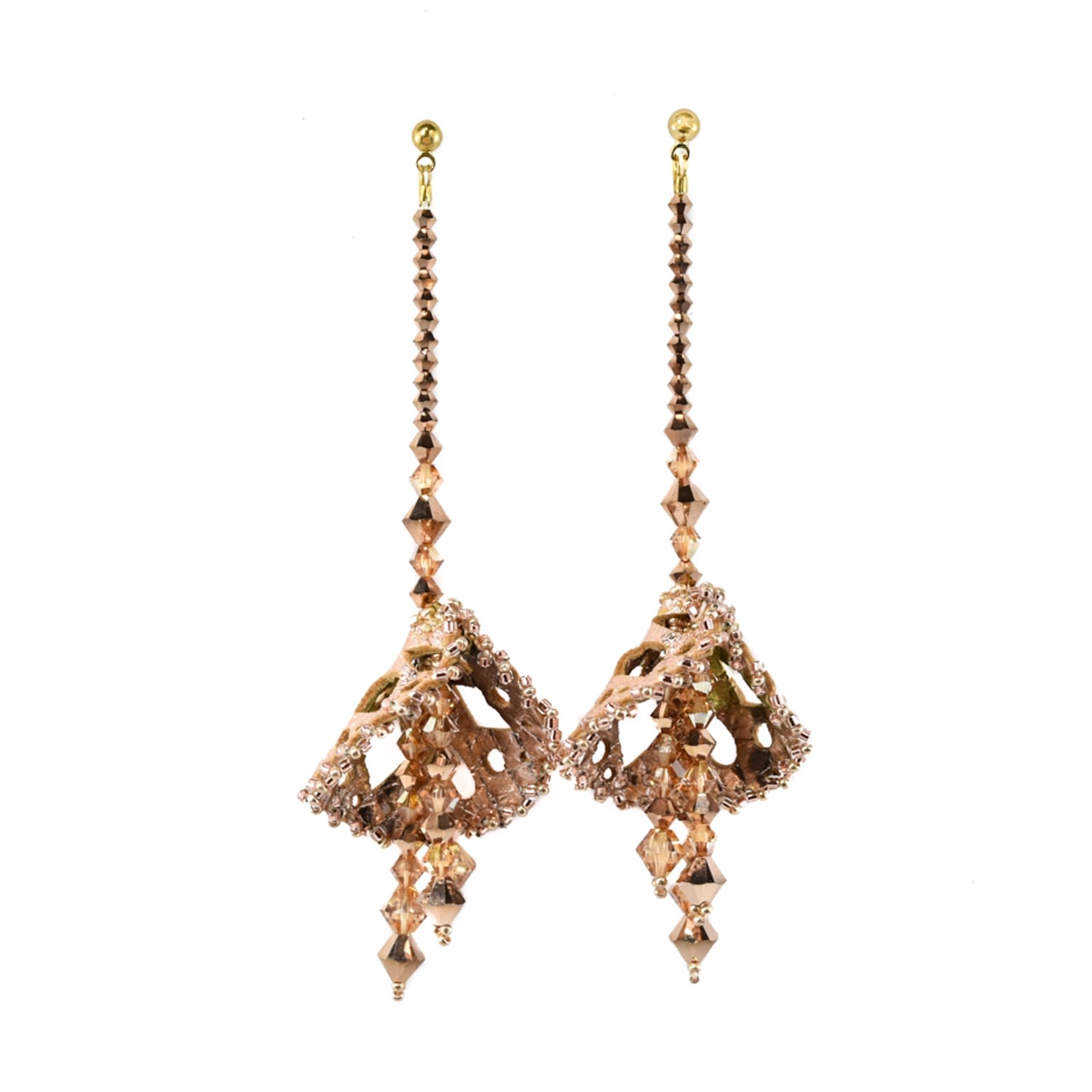 Women’s Ameera Long Rose Gold Earrings Eleve Jewels