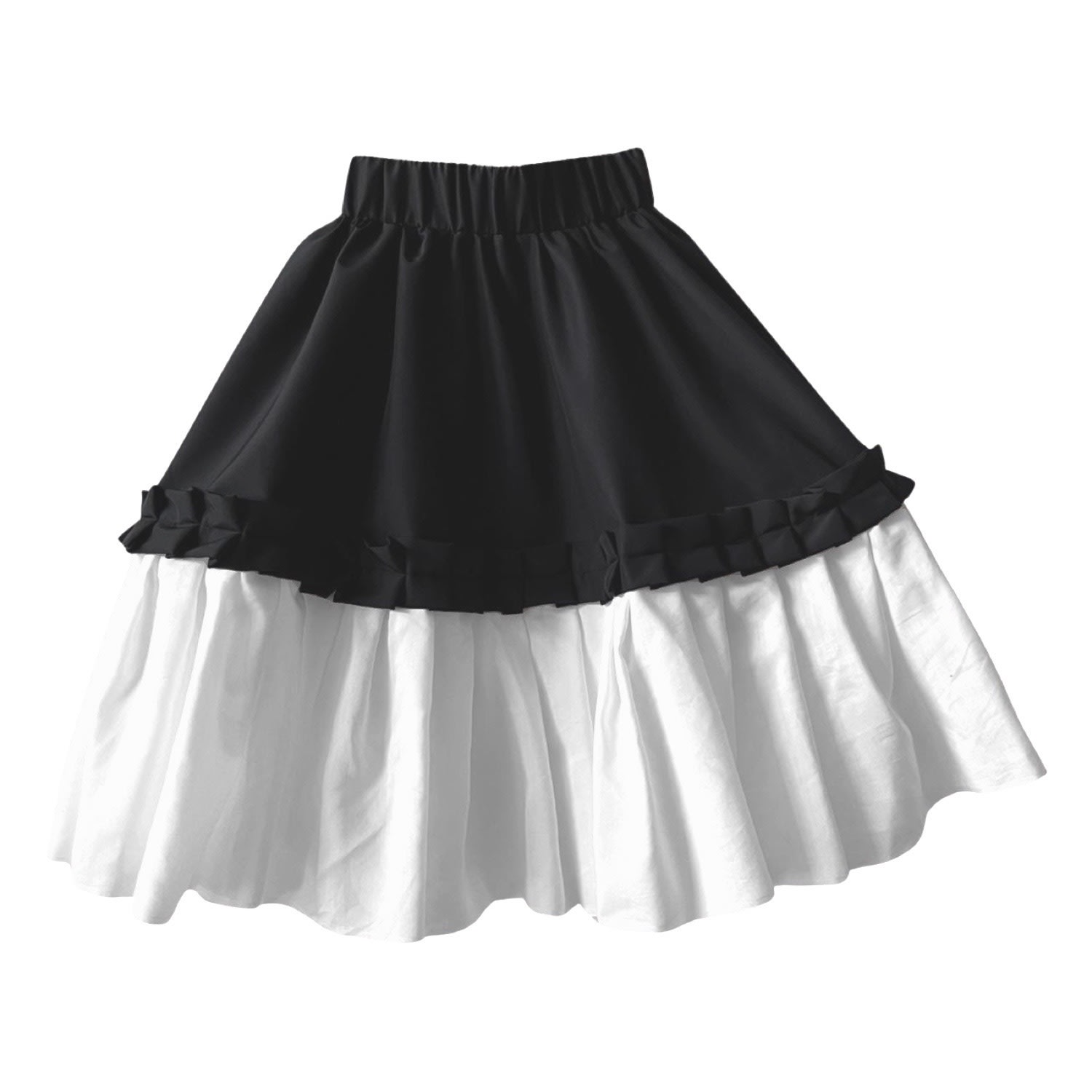 Women’s Black / White Black White Cloché Pleated Skirt With Ruffles S/M London Atelier Byproduct