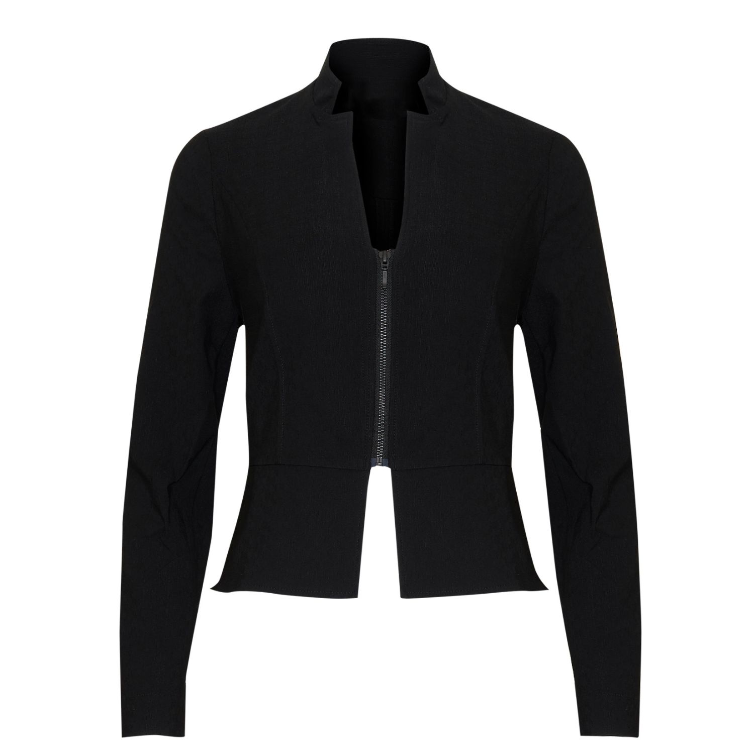 Women’s Front Zip Peplum Jacket In Black Medium Sacha Drake