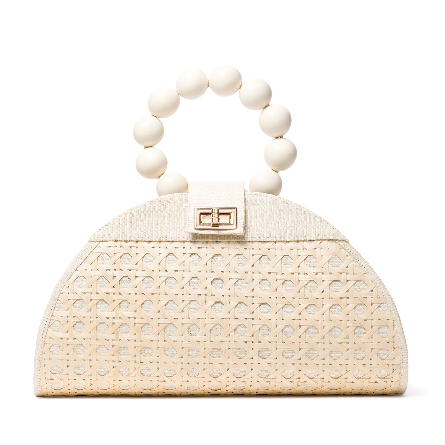 Women’s The Isabella White & Cream Rattan Woven Handbag Soli & Sun