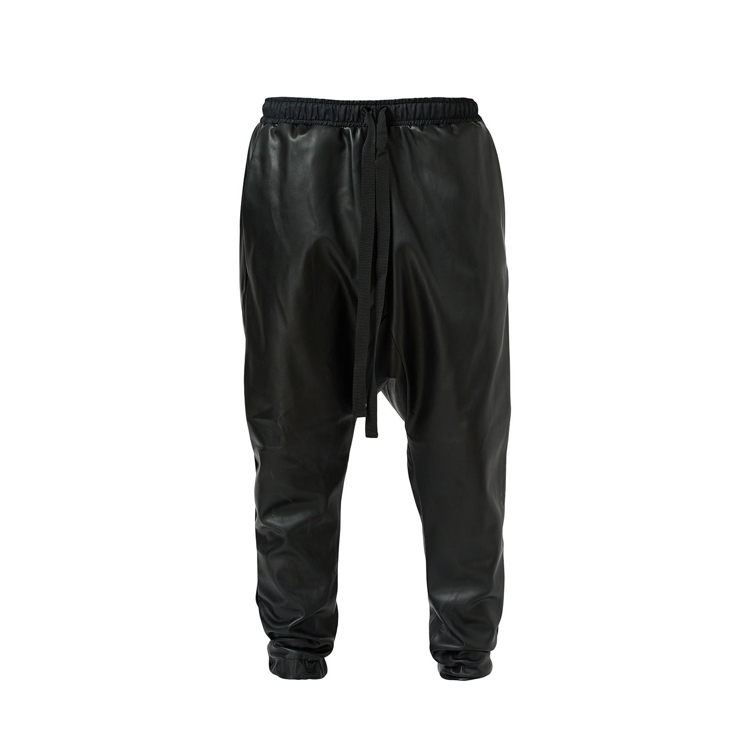 Men’s Black Faux Leather Baggy Trousers Small Lia Aram