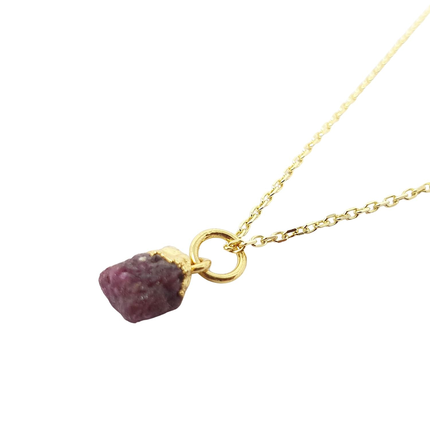 Women’s Gold / Pink / Purple Raw Ruby Gold Plated July Birthstone Necklace Harfi