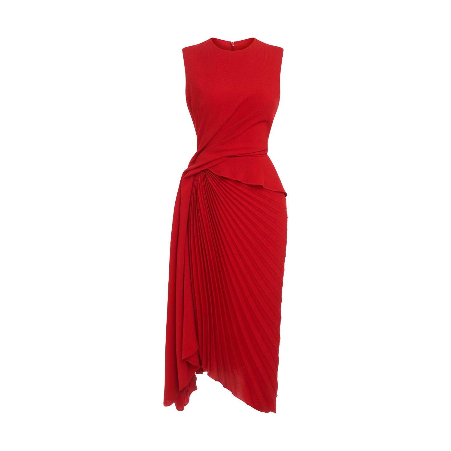 Women’s Red Seashel Sarong Pleated Crepe Midi Dress Extra Small Le Thanh Hoa