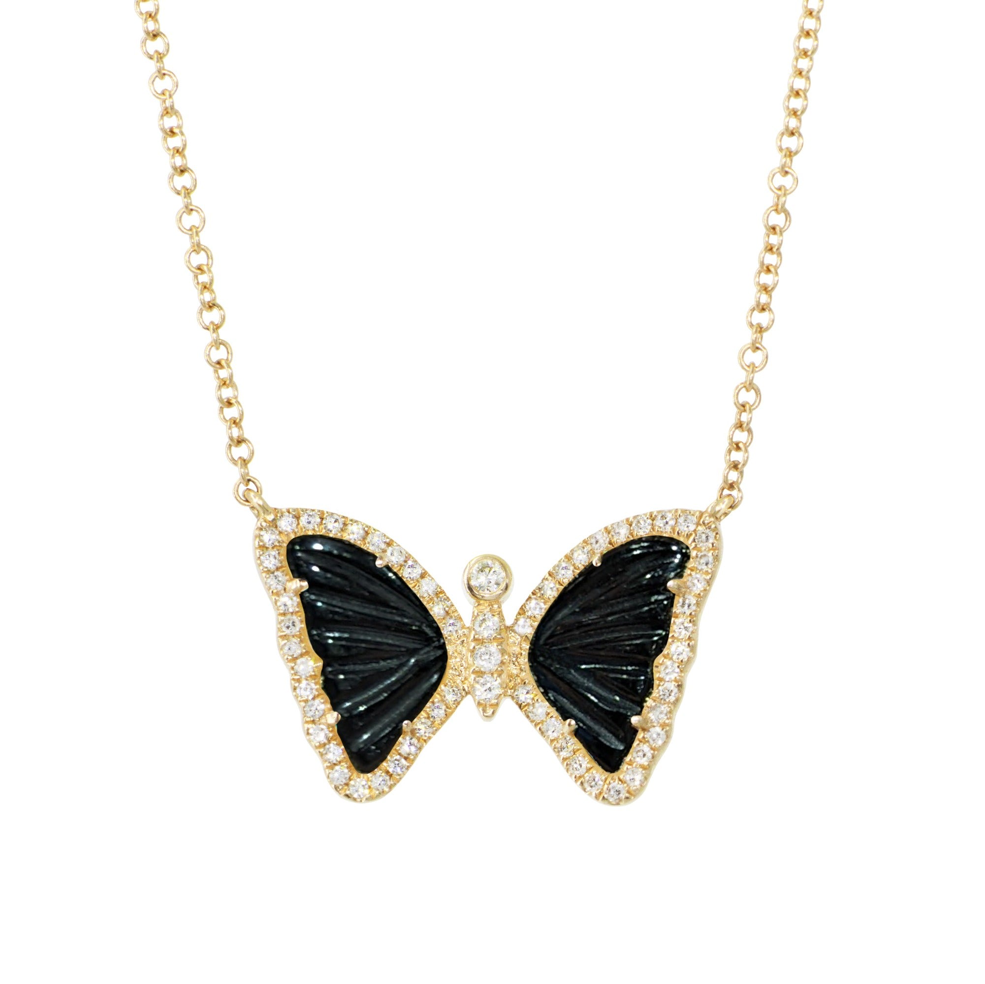 Women’s Mini Black Onyx Butterfly Necklace With Diamonds Kamaria