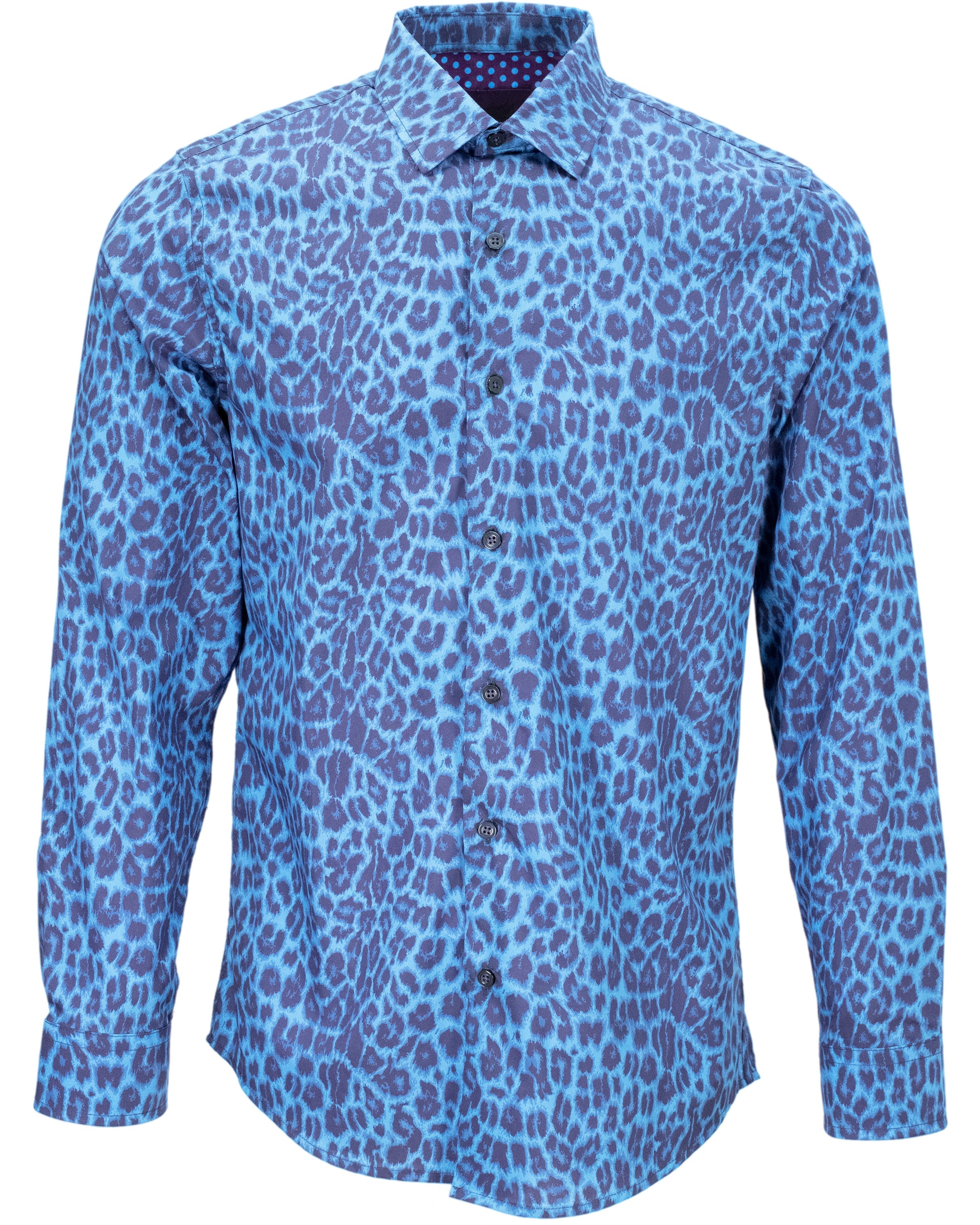 Men’s Blue Norman Leopard Shirt - Sapphire Medium Lords of Harlech