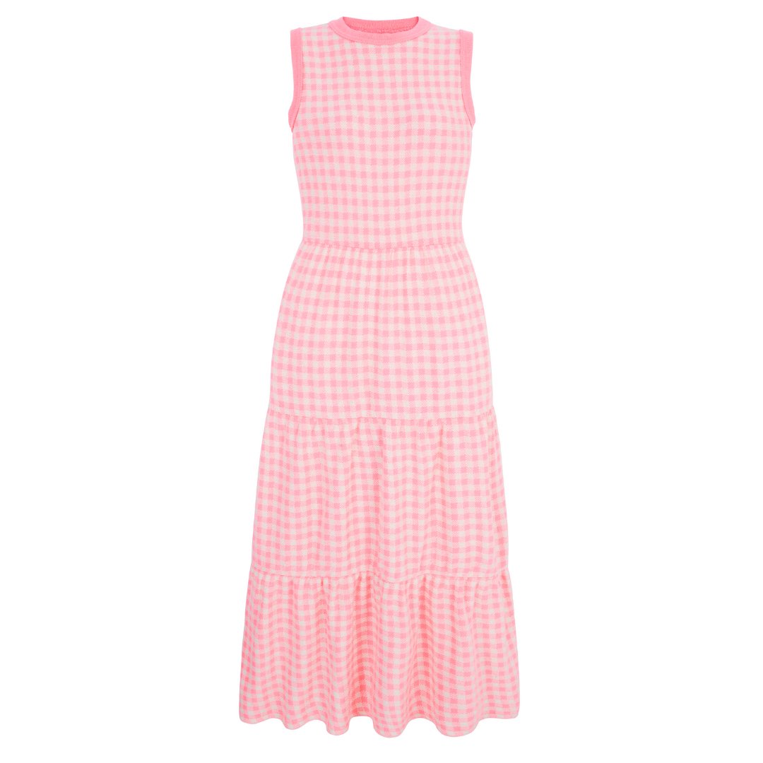 Women’s Pink / Purple Paula Gingham Cotton Midi Dress - Soft Pink Large Cara & the Sky