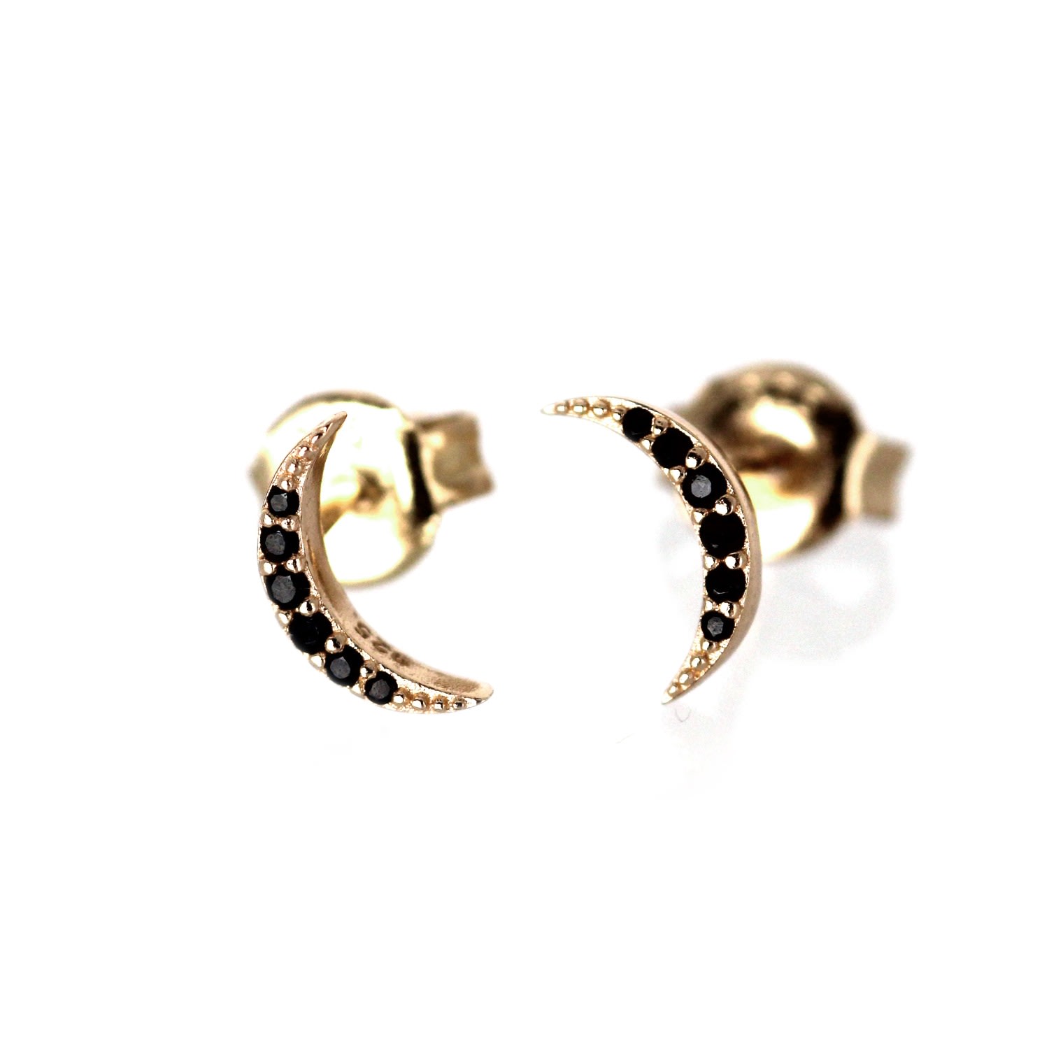 Women’s Black Moon Earrings - Gold Vicstonenyc Fine Jewelry