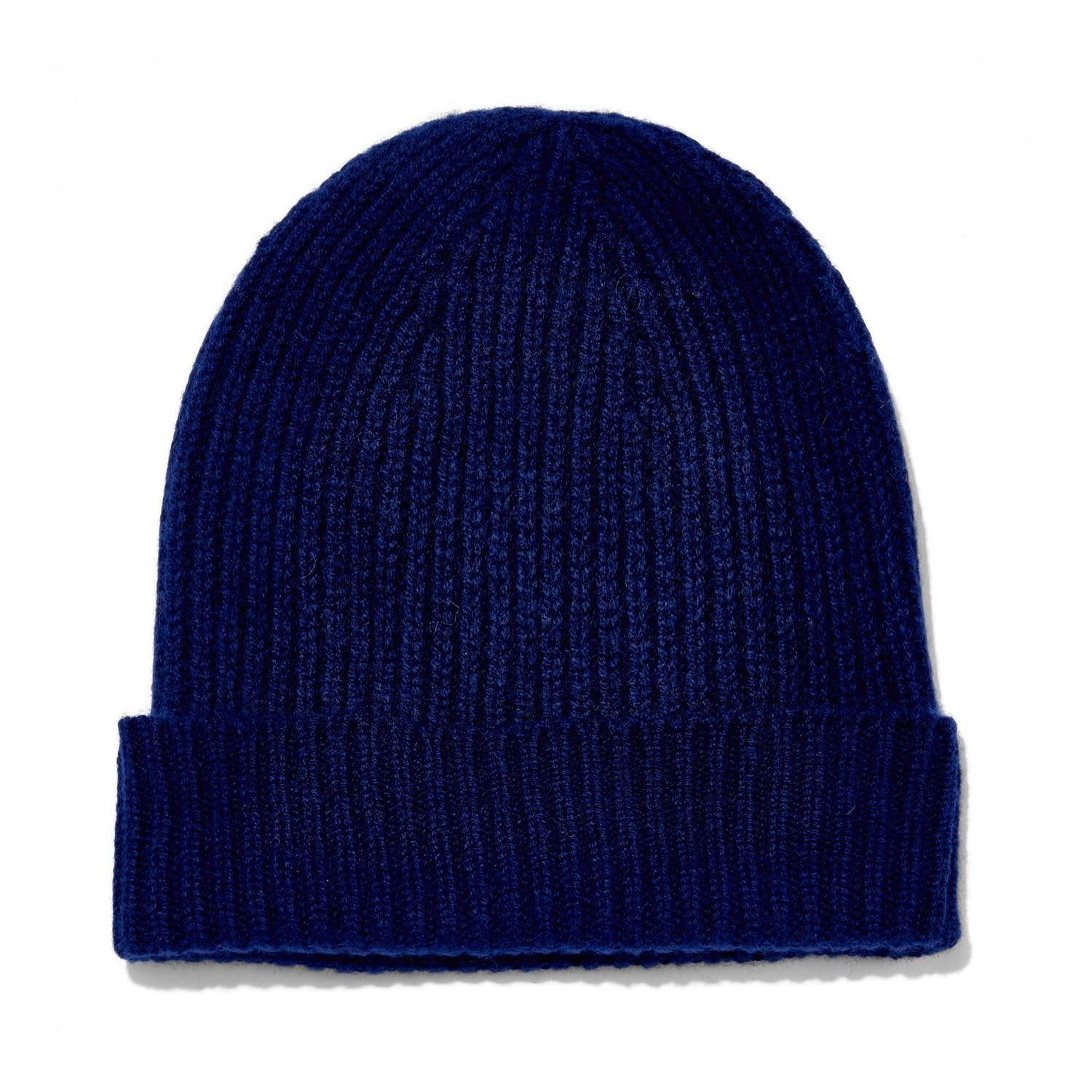 Women’s Blue 100% Cashmere Ribbed Beanie Hat - Navy One Size Paul James Knitwear