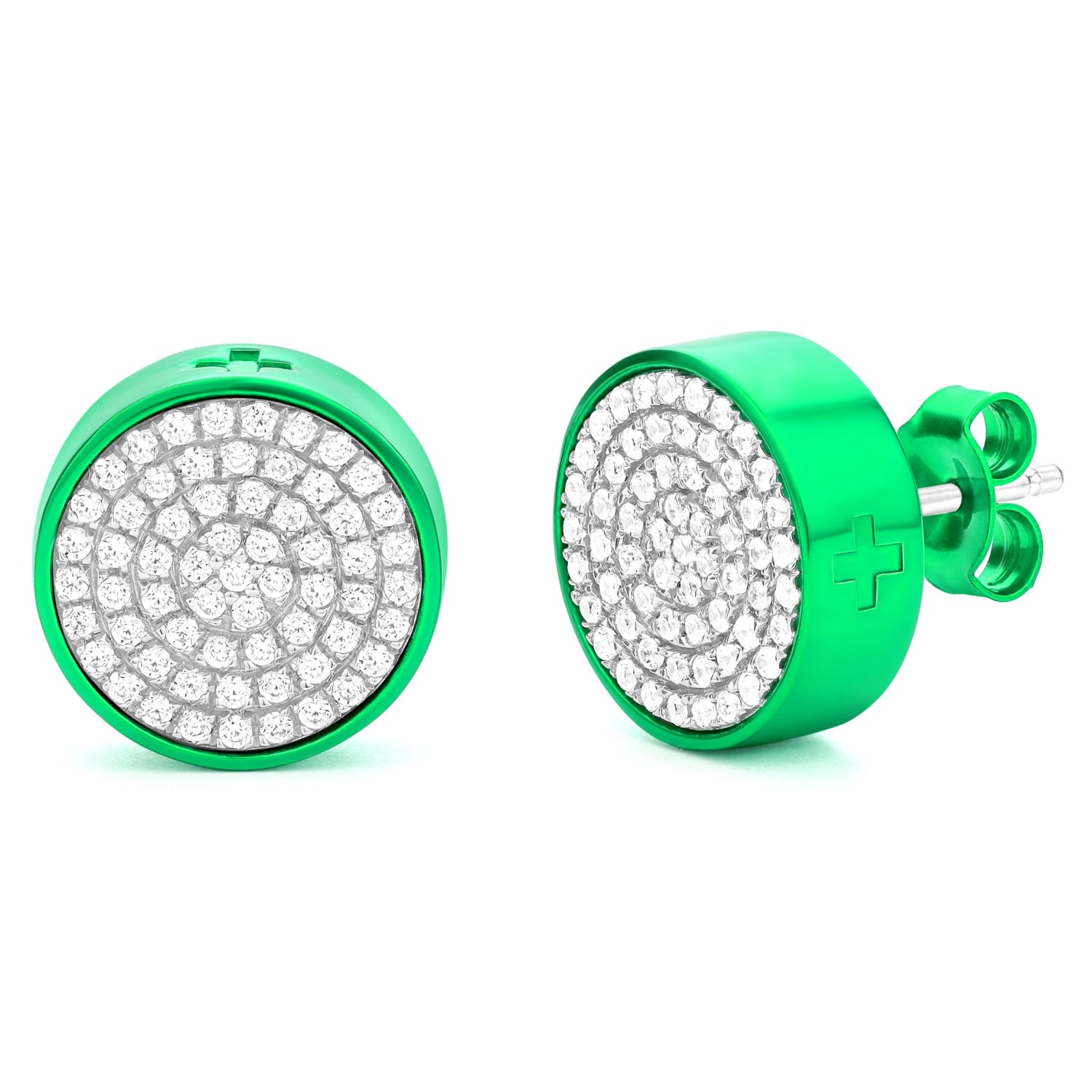 Women’s Two-Tone Circle Earrings In Green - L All Incl.+