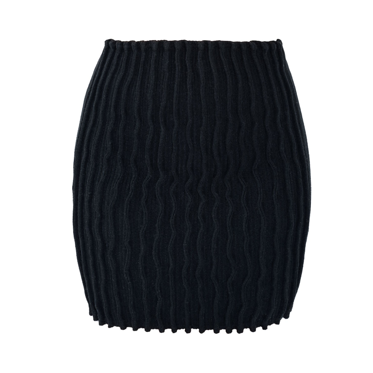 Women’s Hypha - Black Rib Knit Mini Skirt Small Kargede