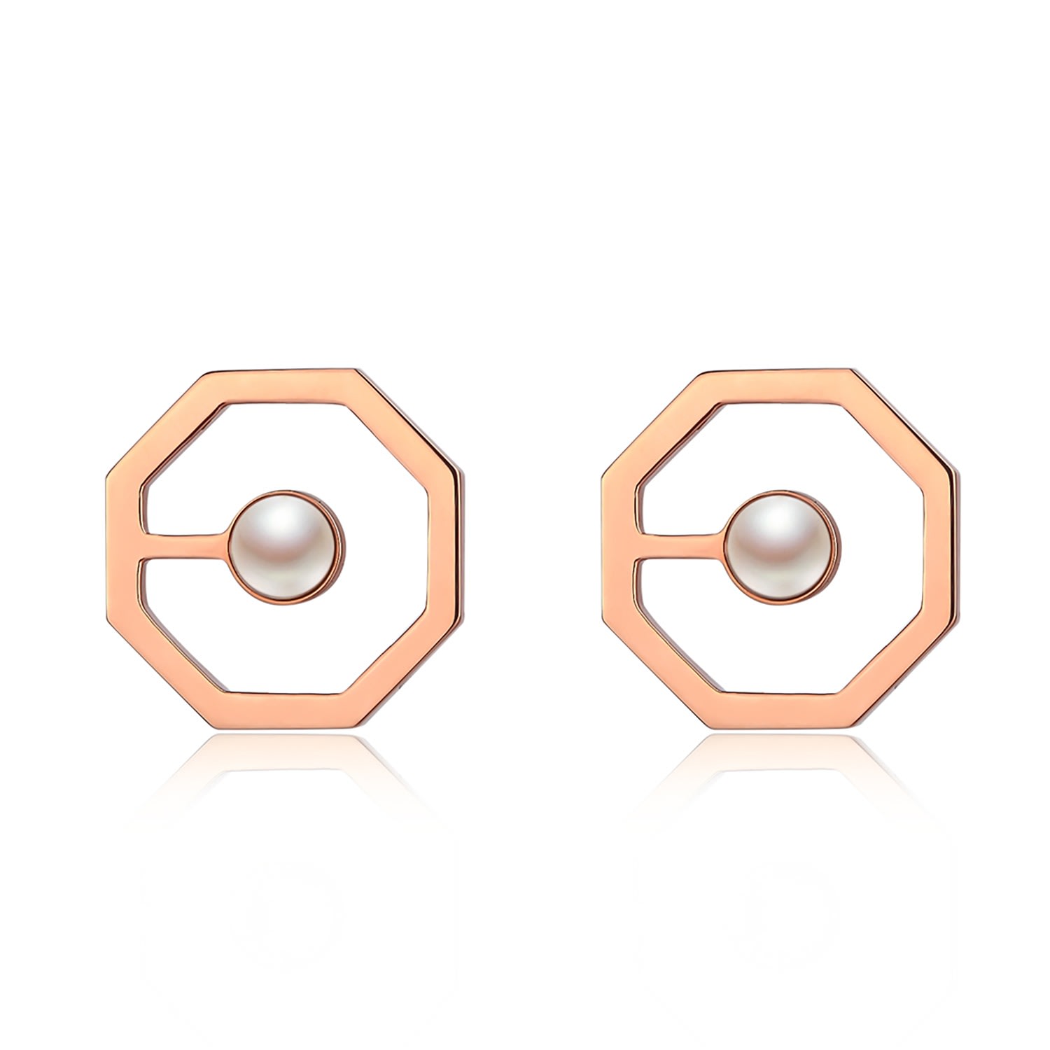 Women’s Okto Pearl Stud Earrings - Rose Gold Klasse14