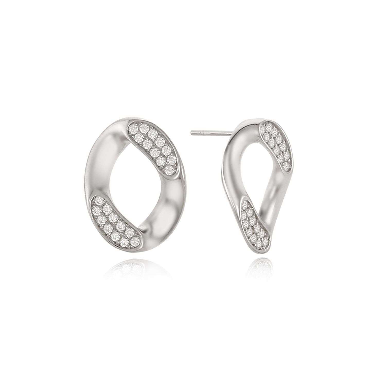 Women’s Rascas Short Chain Sole Link Cubic Earrings In White Gold 925 Silver Ille Lan