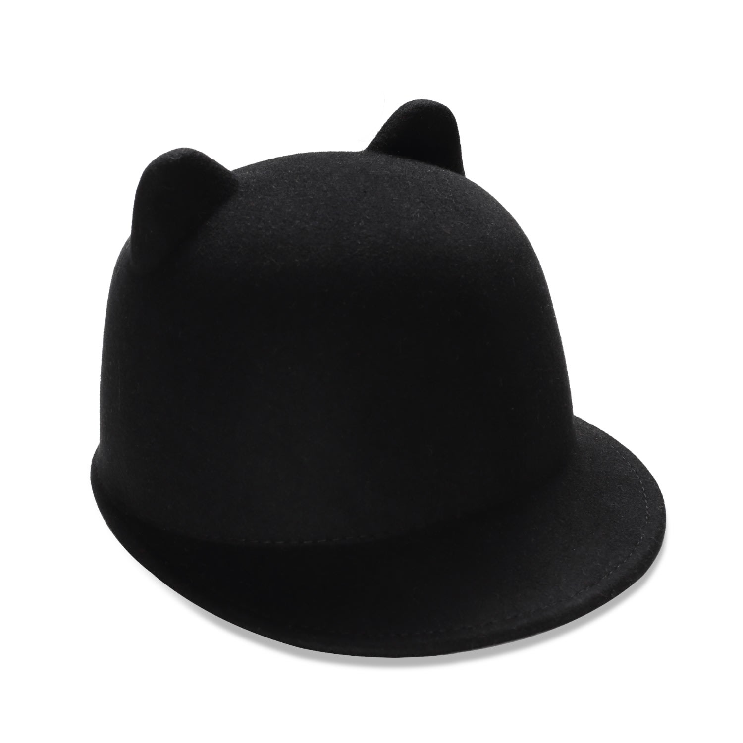 Women’s Black Felt Cap With Ears Small Justine Hats