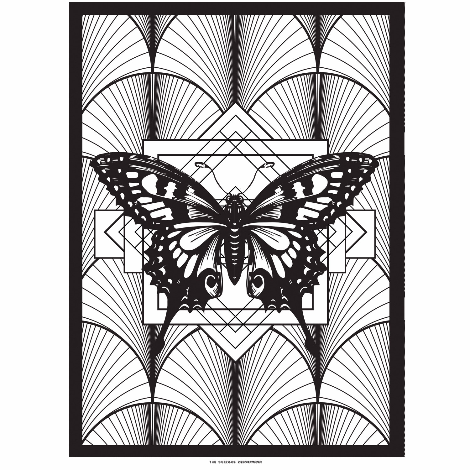 White / Black Deco Butterfly Print Black & White The Curious Department