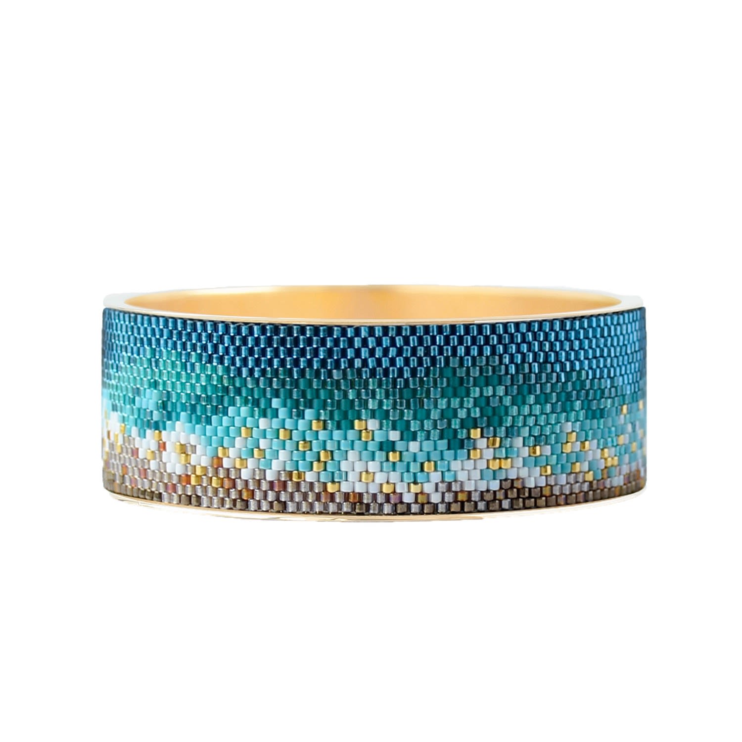 Women’s Blue Wide Gold Bangle - Spirit Of Place Ocean Eden + Elie