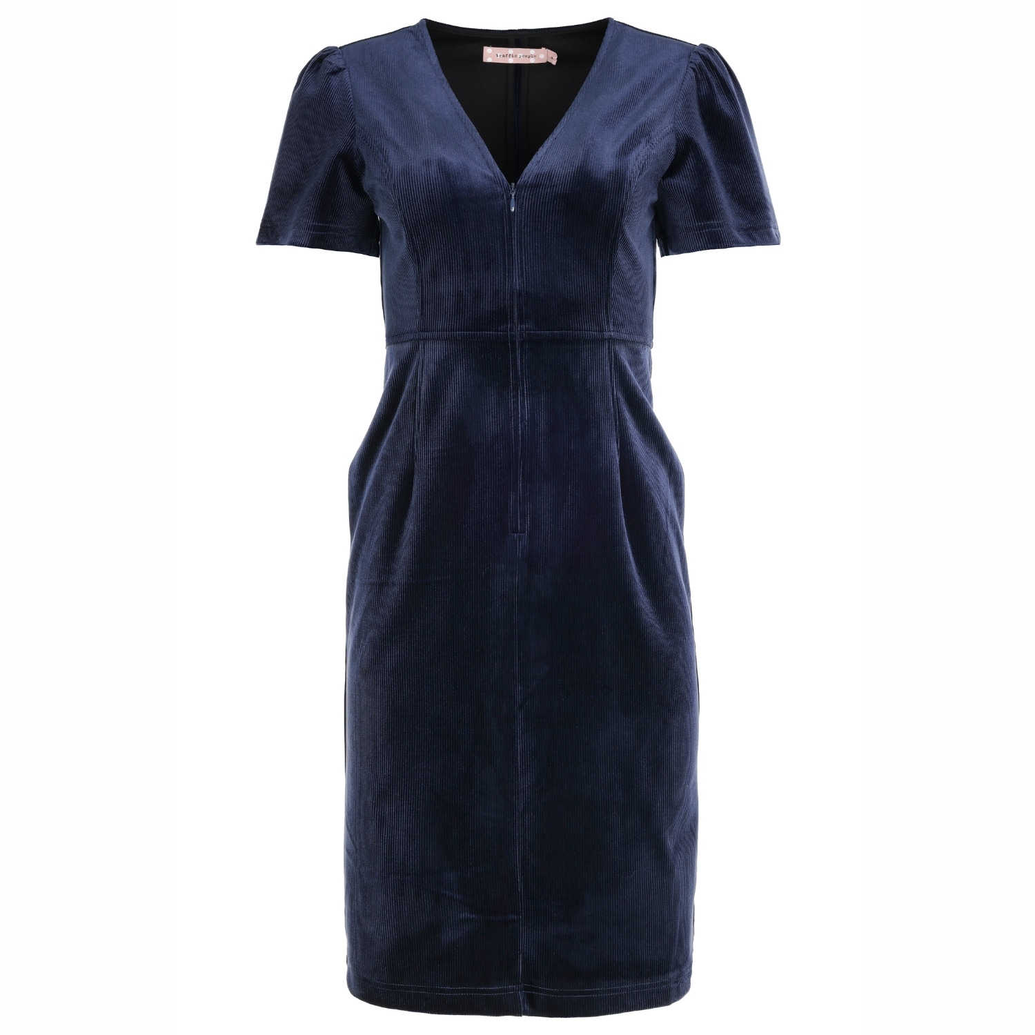 Women’s Blue Corrie Bratter Returns Cord Wiggle Dress In Navy Extra Small Traffic People