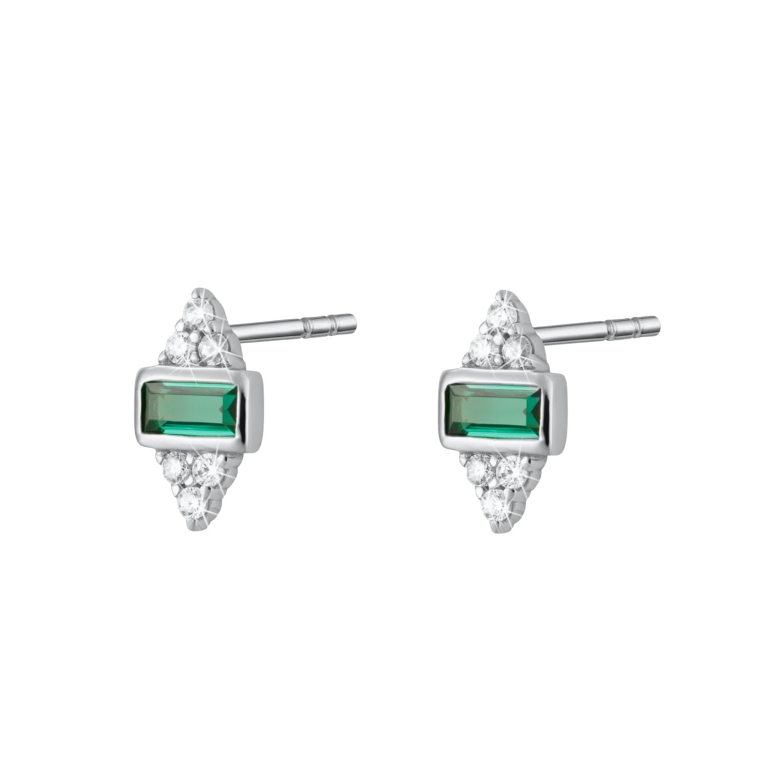 Women’s Silver / Green Silver Audrey Stud Earrings With Green Stones Scream Pretty