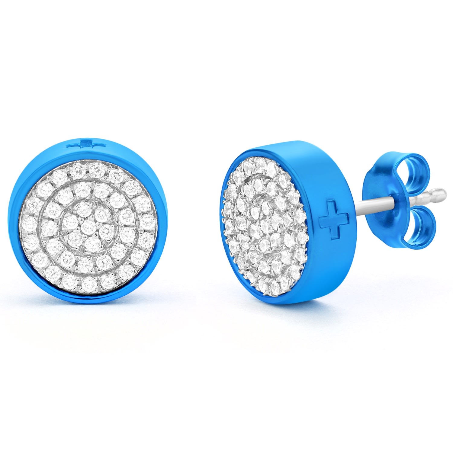 Women’s Two-Tone Circle Earrings In Blue - M All Incl.+