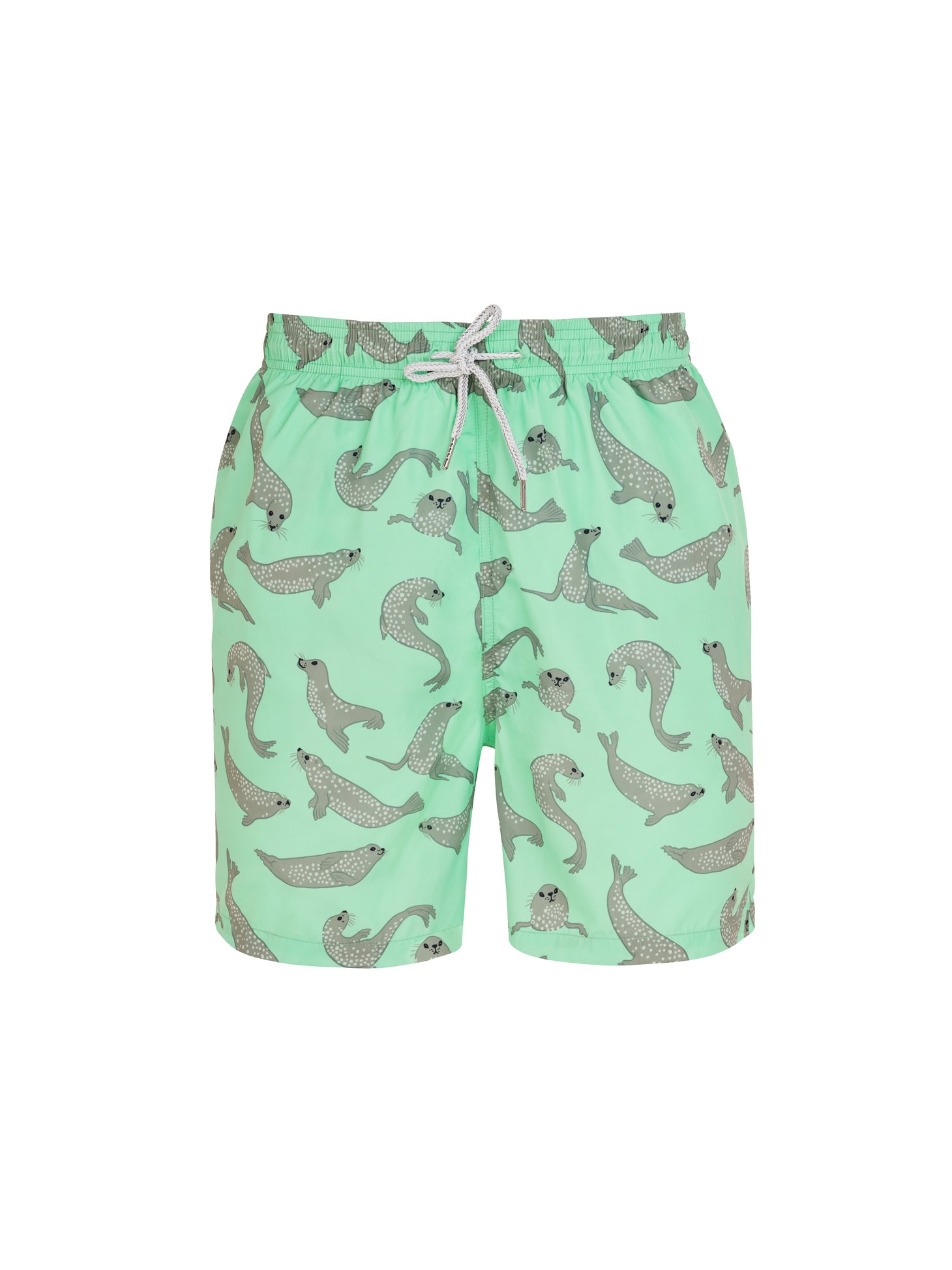 Men’s Swim Shorts Green Seals - Green Small Robert & Son Beachwear Ltd