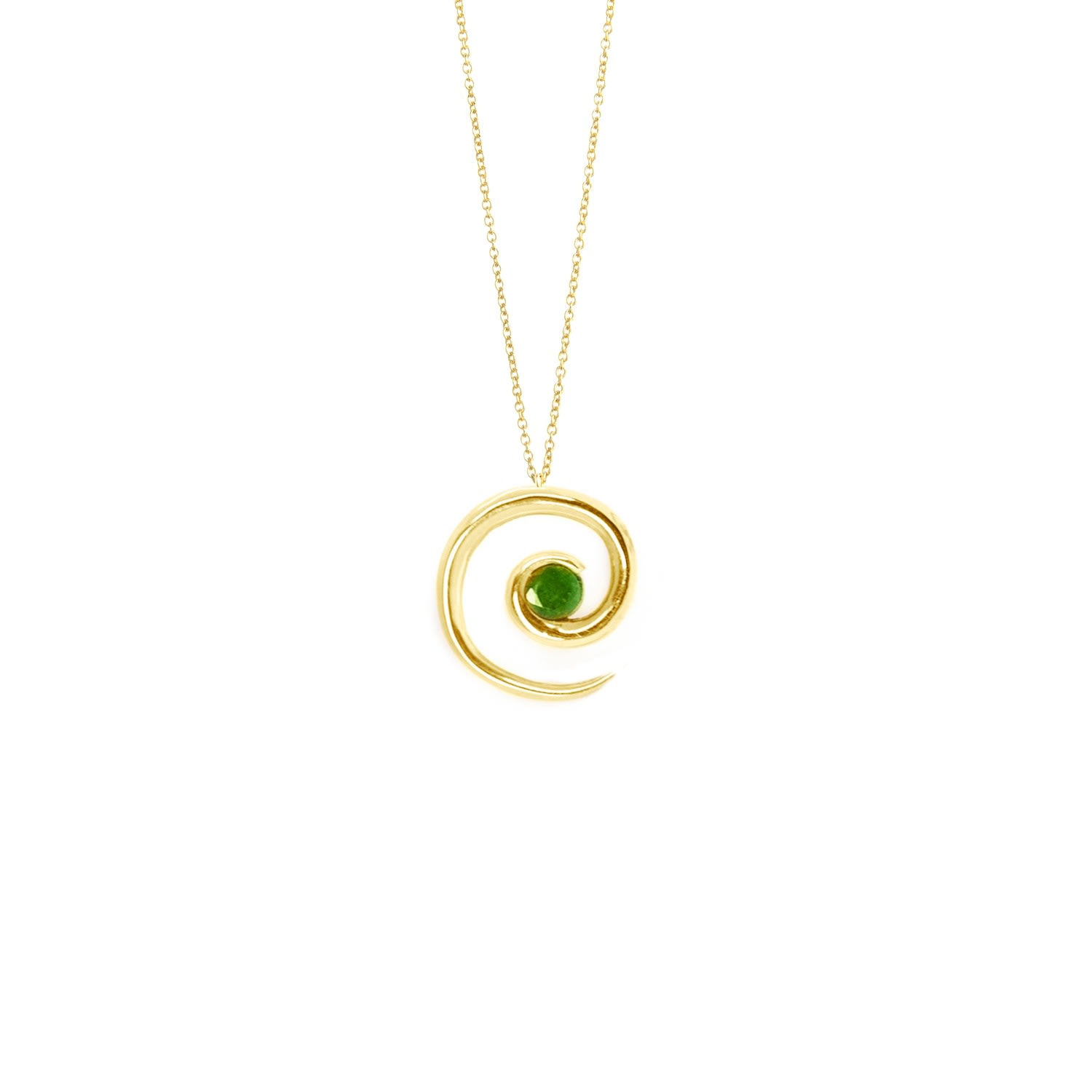 Women’s Gold / Green Yellow Gold Emerald Spiral Pendant Augustine Jewels