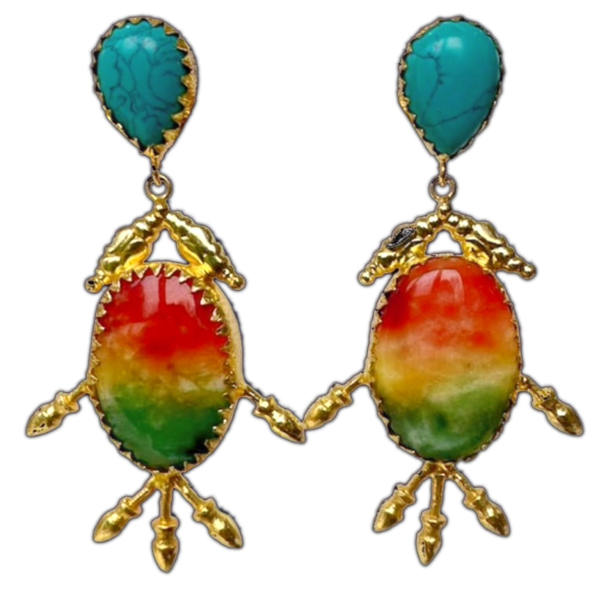 Women’s Green Paradis Tramonto Earrings Pink Piglet Collection